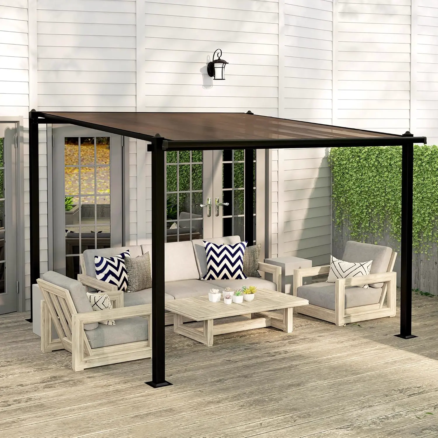 Outsunny Pergola jardin extérieur en aluminium 3 x 3 m pergola