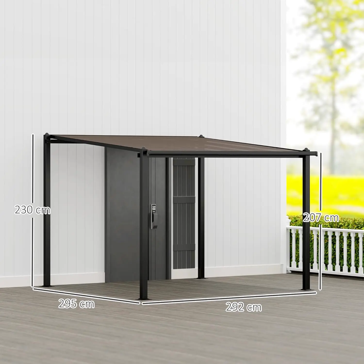 Pergola en aluminium gris 3x3 m vue 6