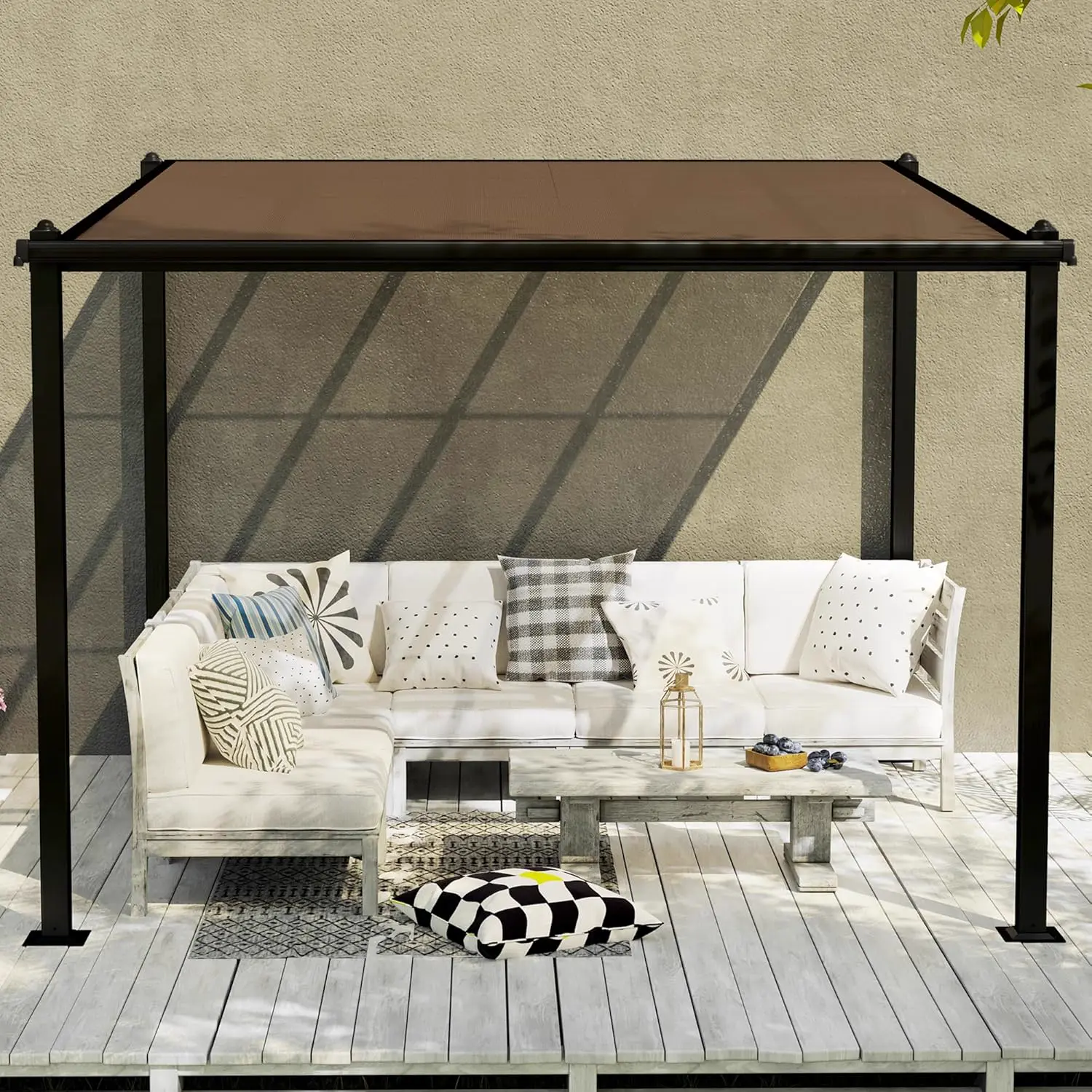 Pergola en aluminium gris 3x3 m vue 7