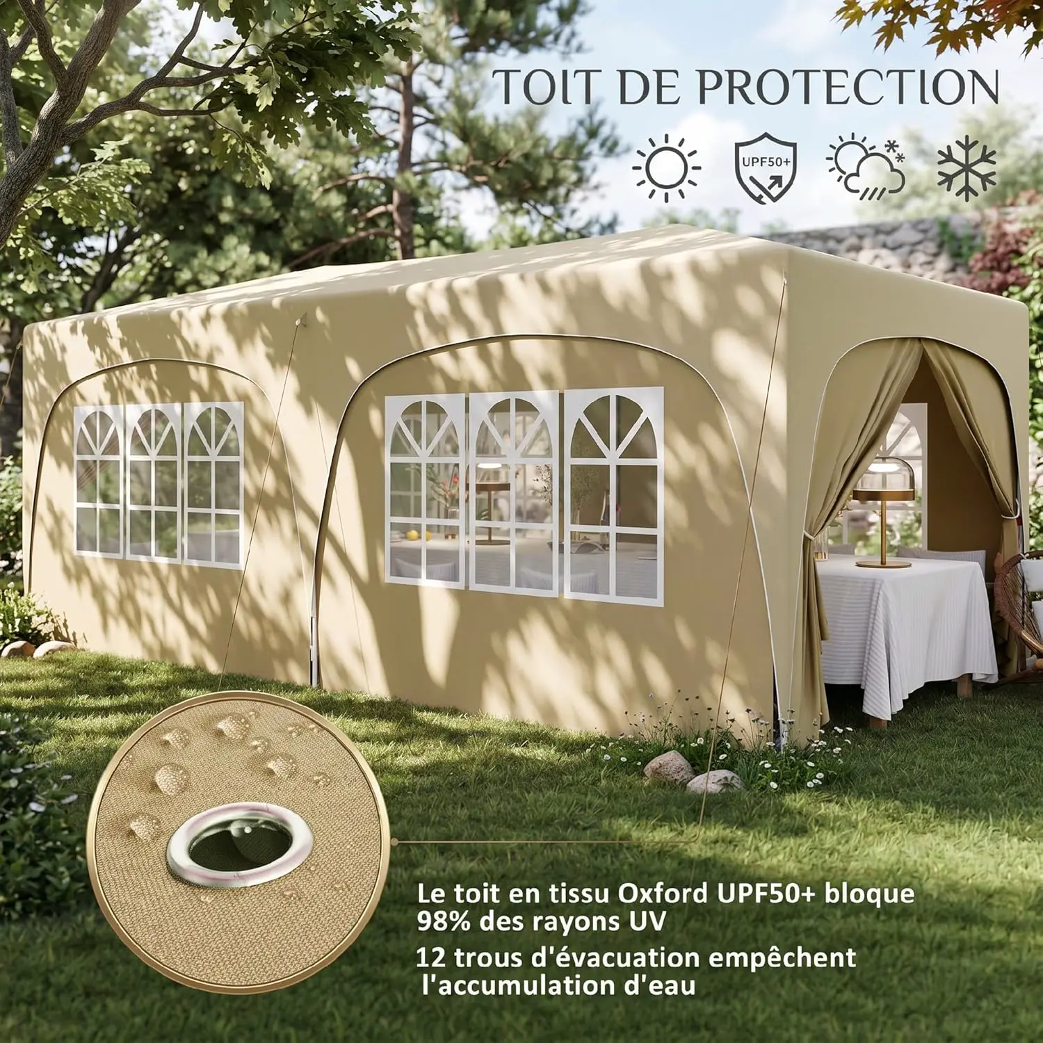 Tonnelle en métal sable 3x6 m vue 5