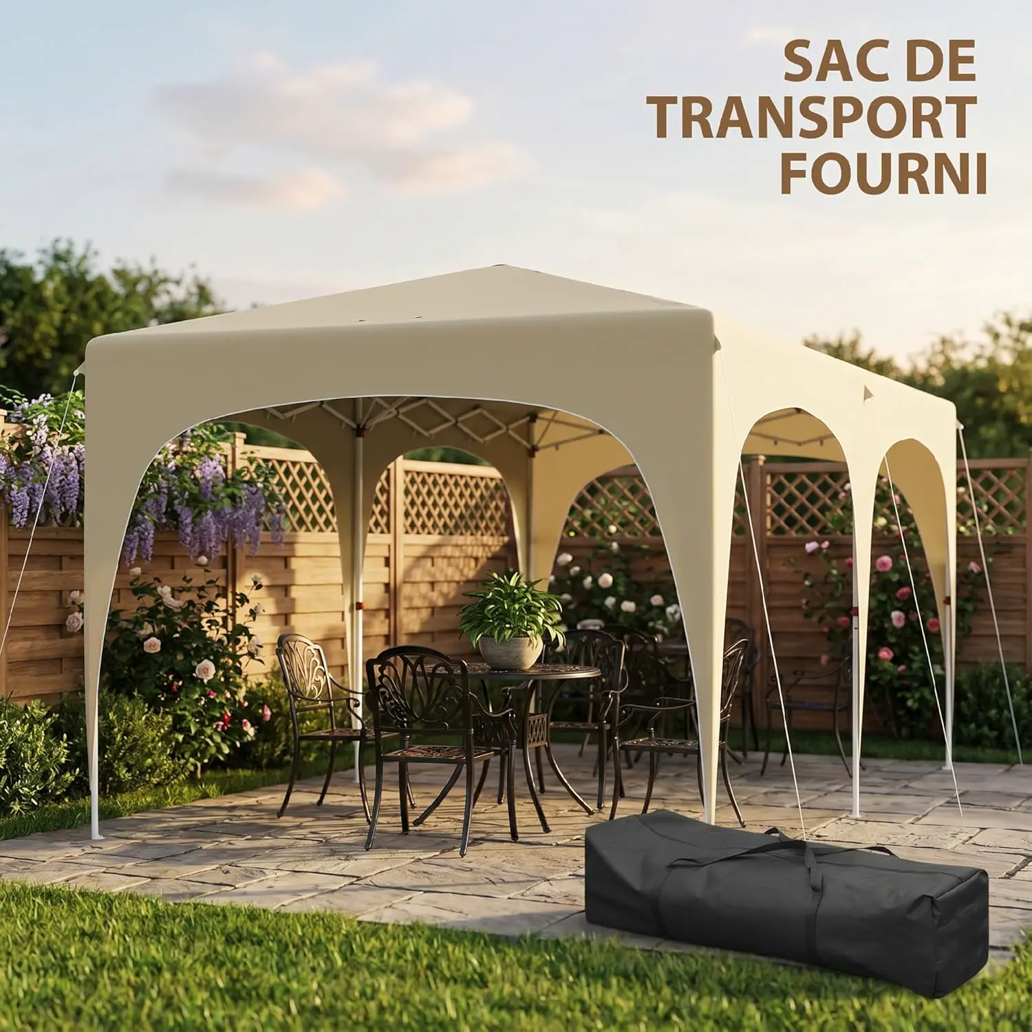 Tonnelle en métal sable 3x6 m vue 6