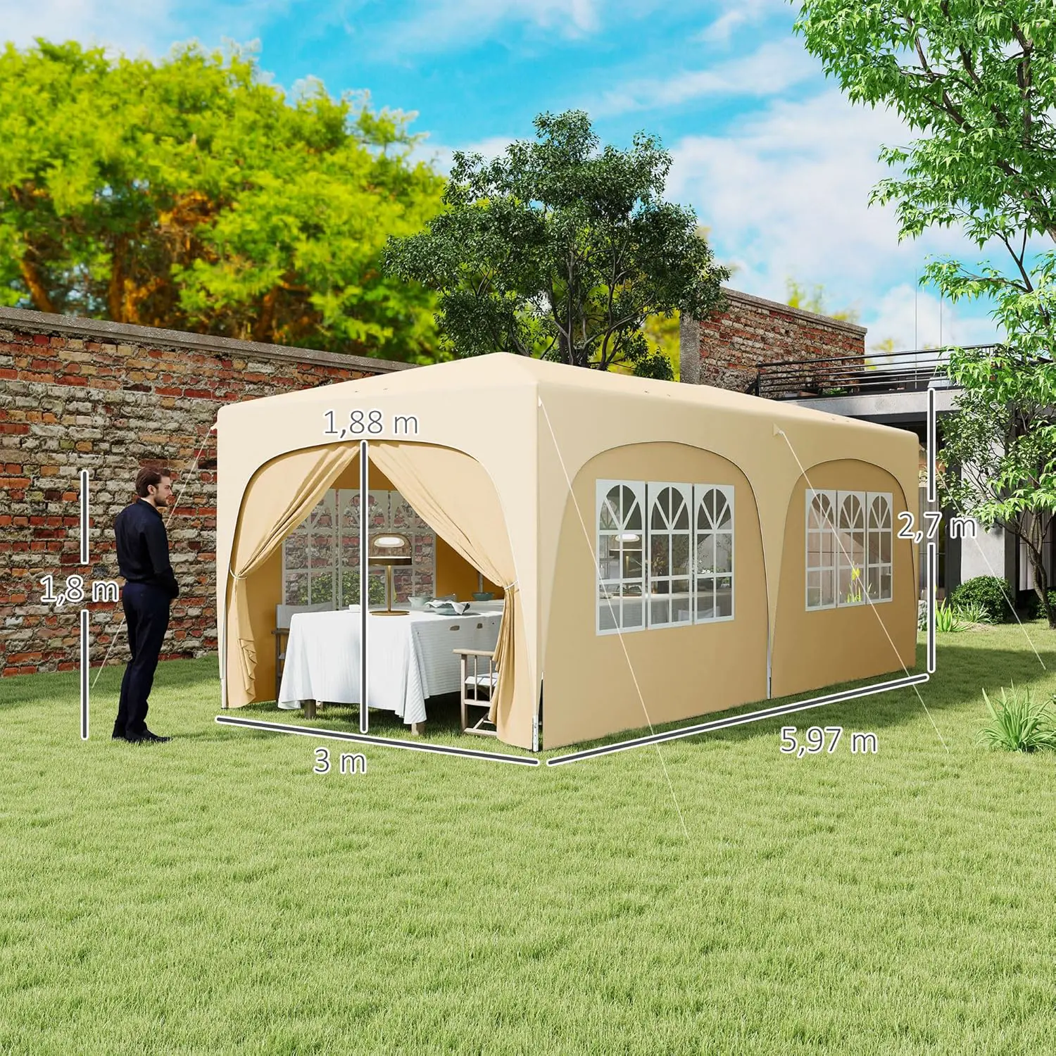 Tonnelle en métal sable 3x6 m vue 7