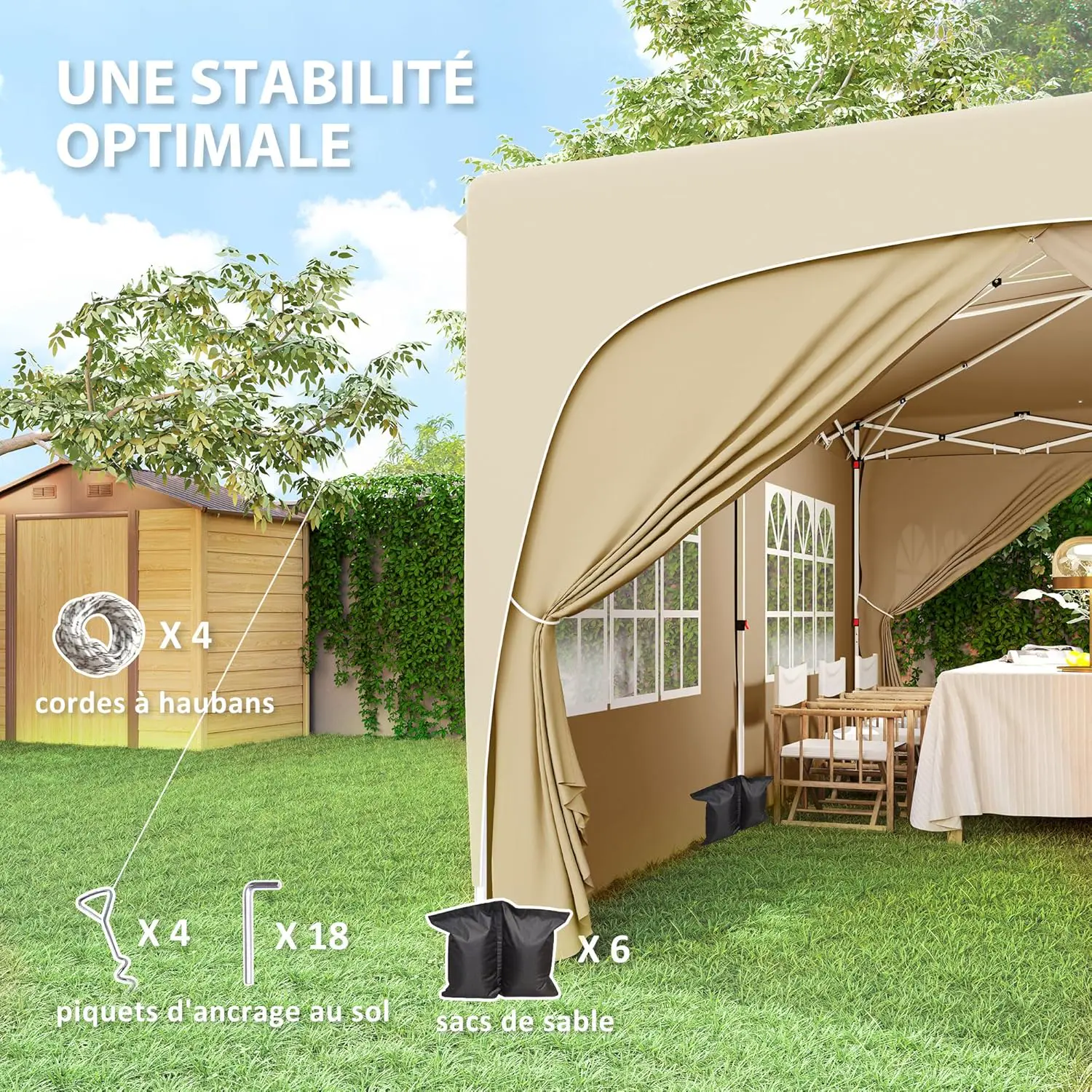Tonnelle en métal sable 3x6 m vue 8