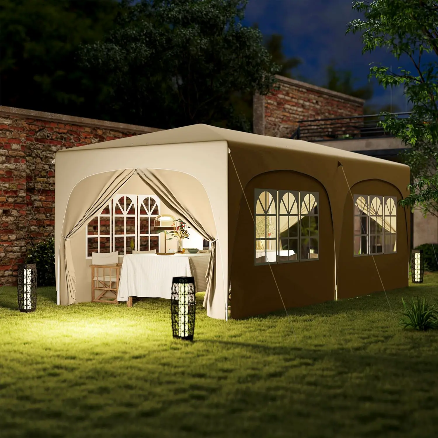 Tonnelle en métal sable 3x6 m vue 9