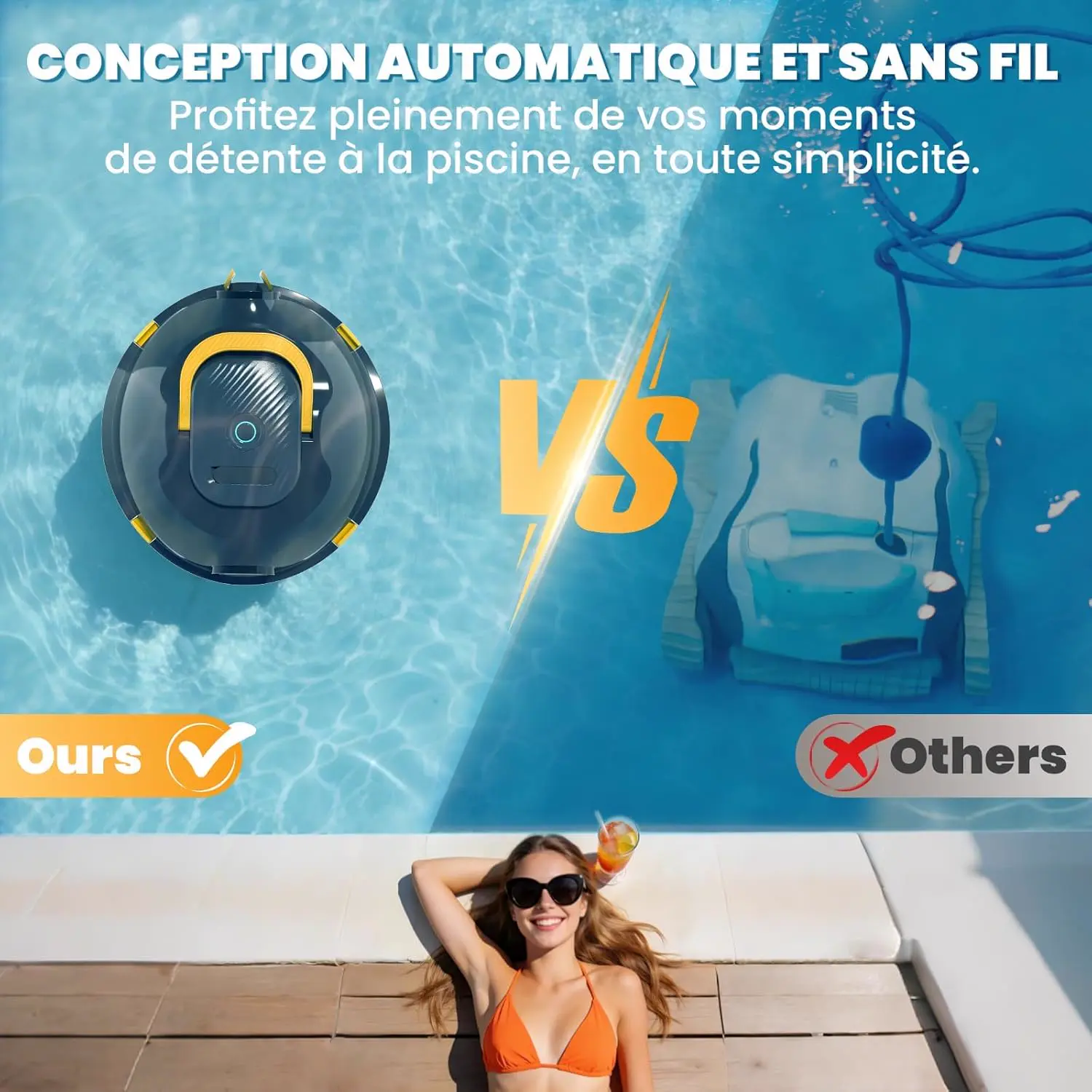 Robot piscine Robot Nettoyeur de Piscine sans Fil | Aspirateur… vue 8
