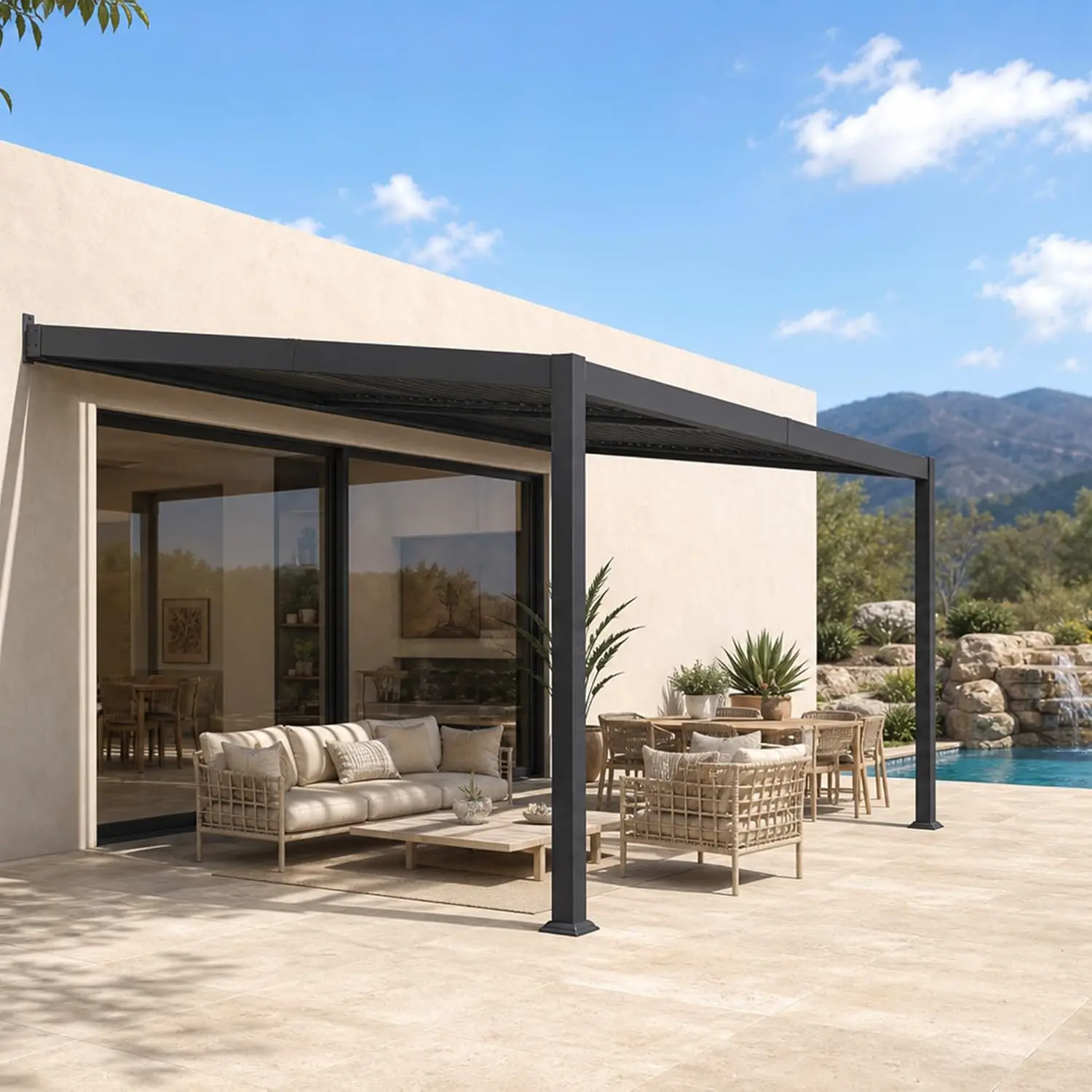 PURPLE LEAF Pergola Bioclimatique Adossée 2,5 x 3,65 m en Aluminium