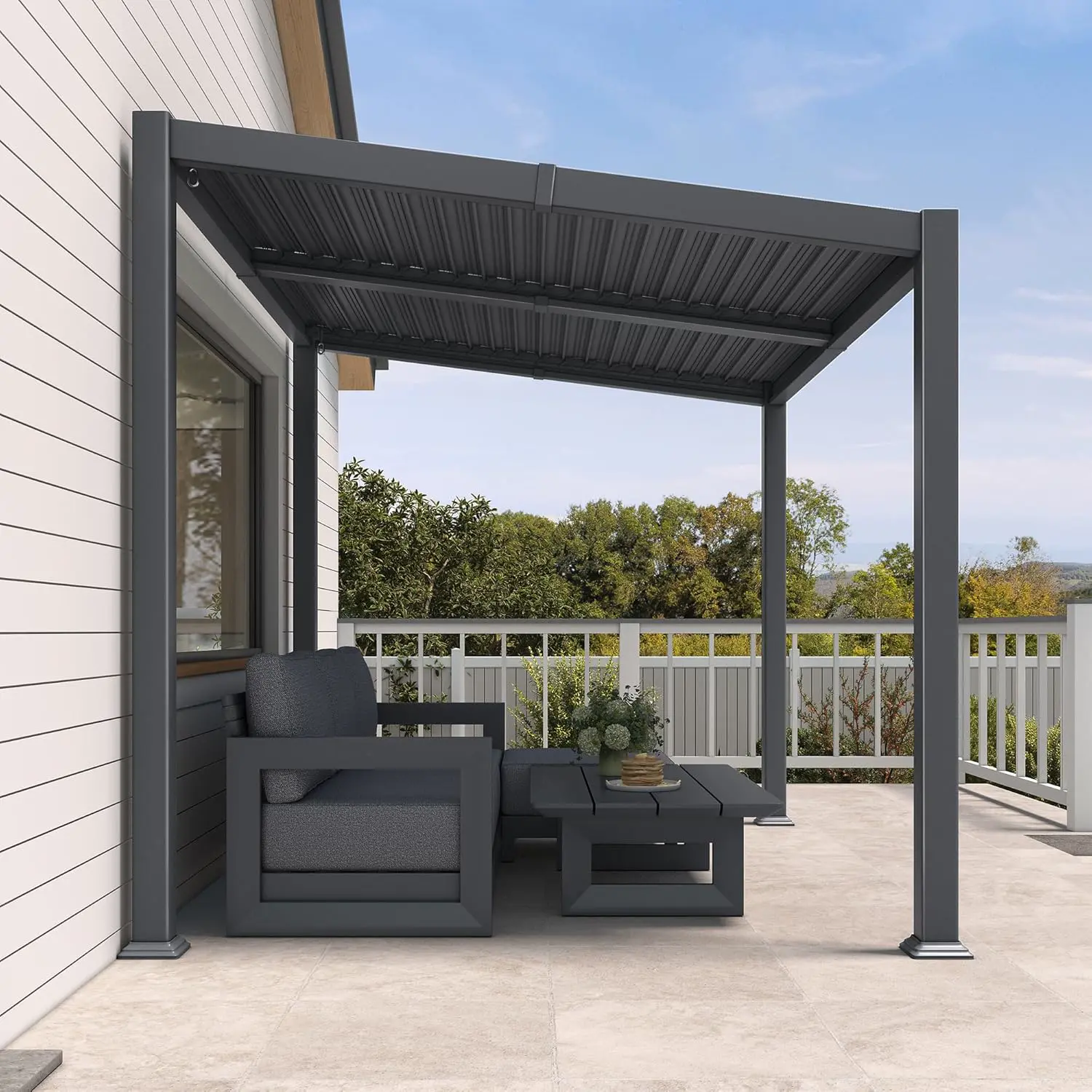 PURPLE LEAF Pergola Bioclimatique à Toit Incliné 2,5 x 3 m