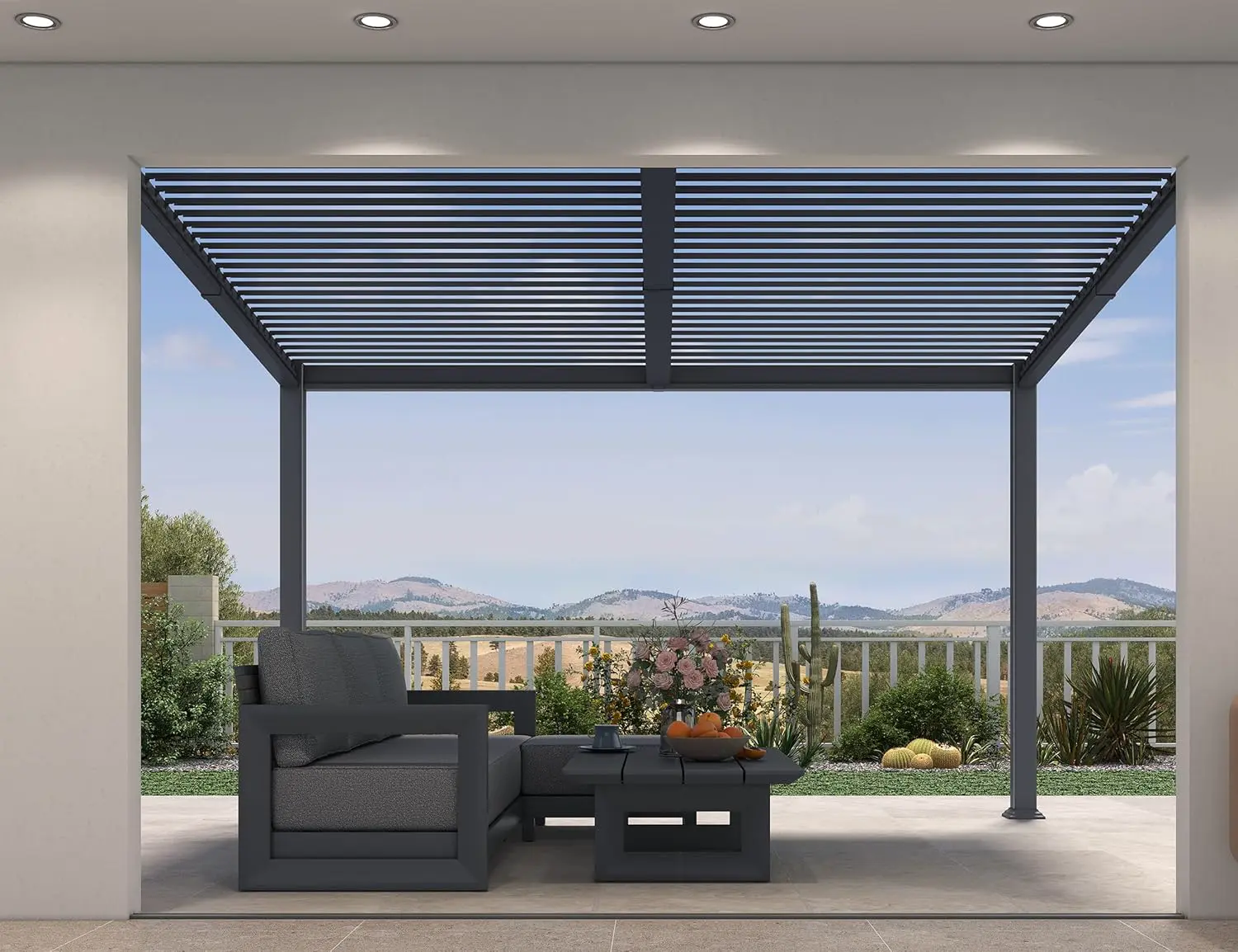 Pergola en aluminium gris 2,5x3 m vue 3