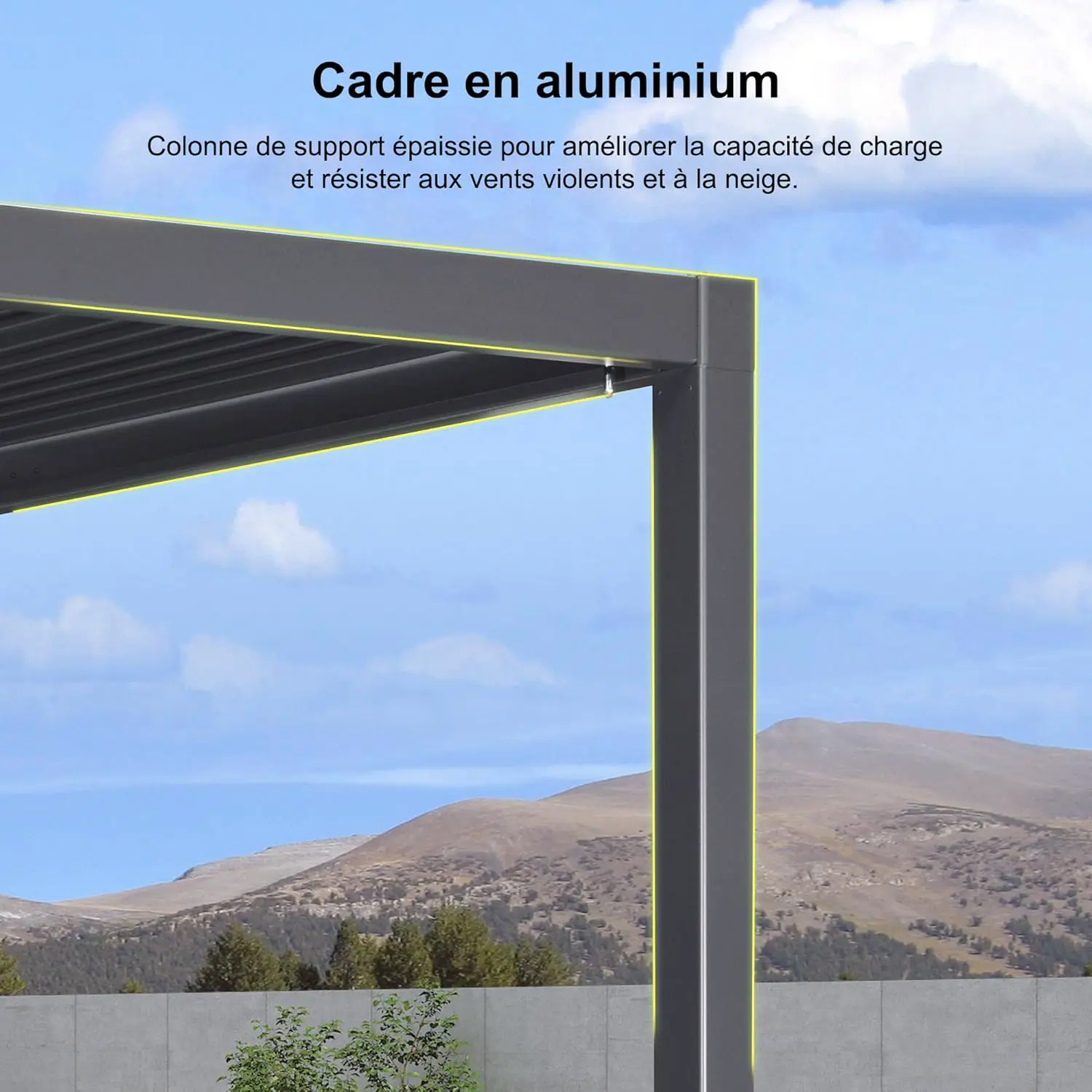 Pergola en aluminium gris 2,5x3 m vue 7