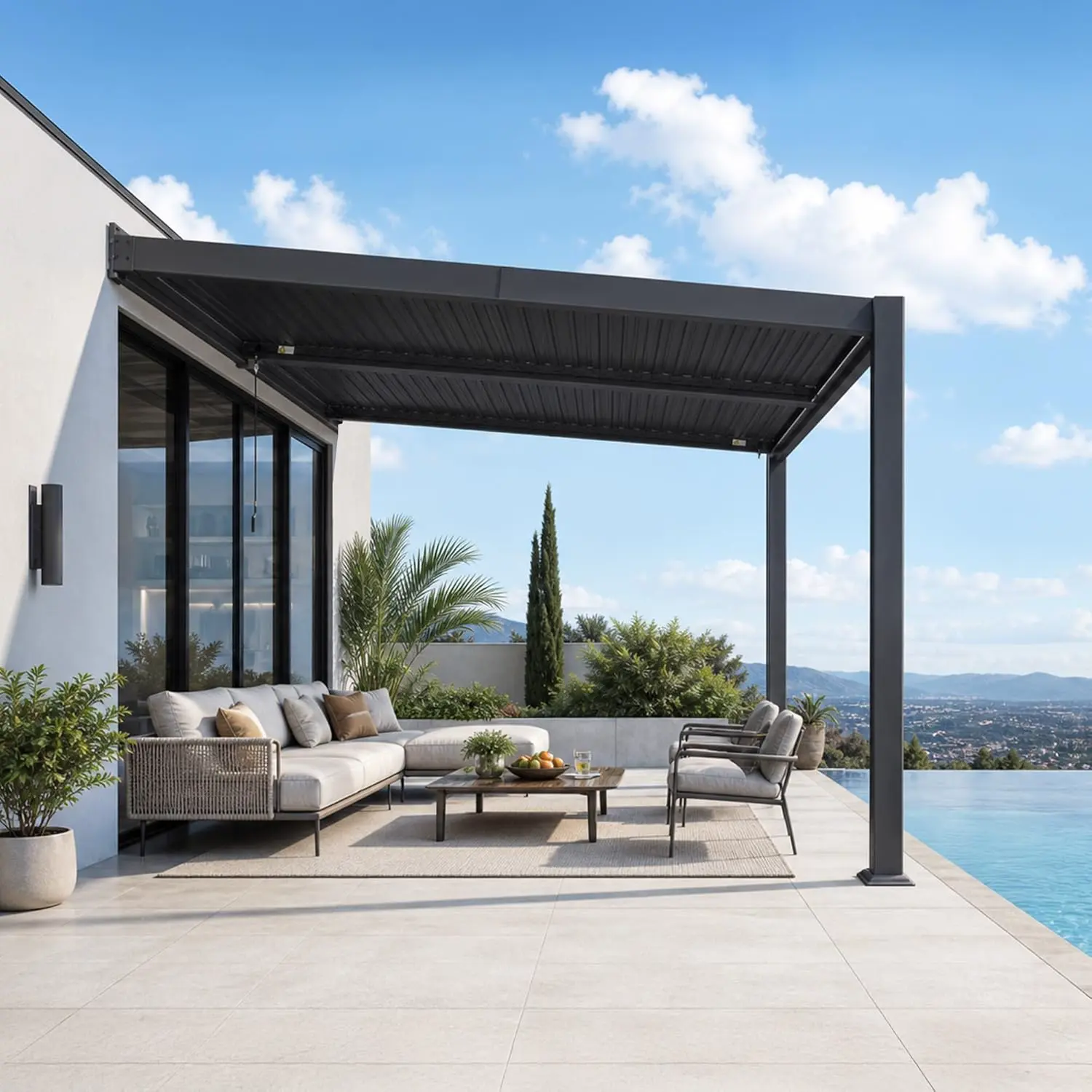 PURPLE LEAF Pergola Bioclimatique Adossée 2,5 x 3 m en Aluminium