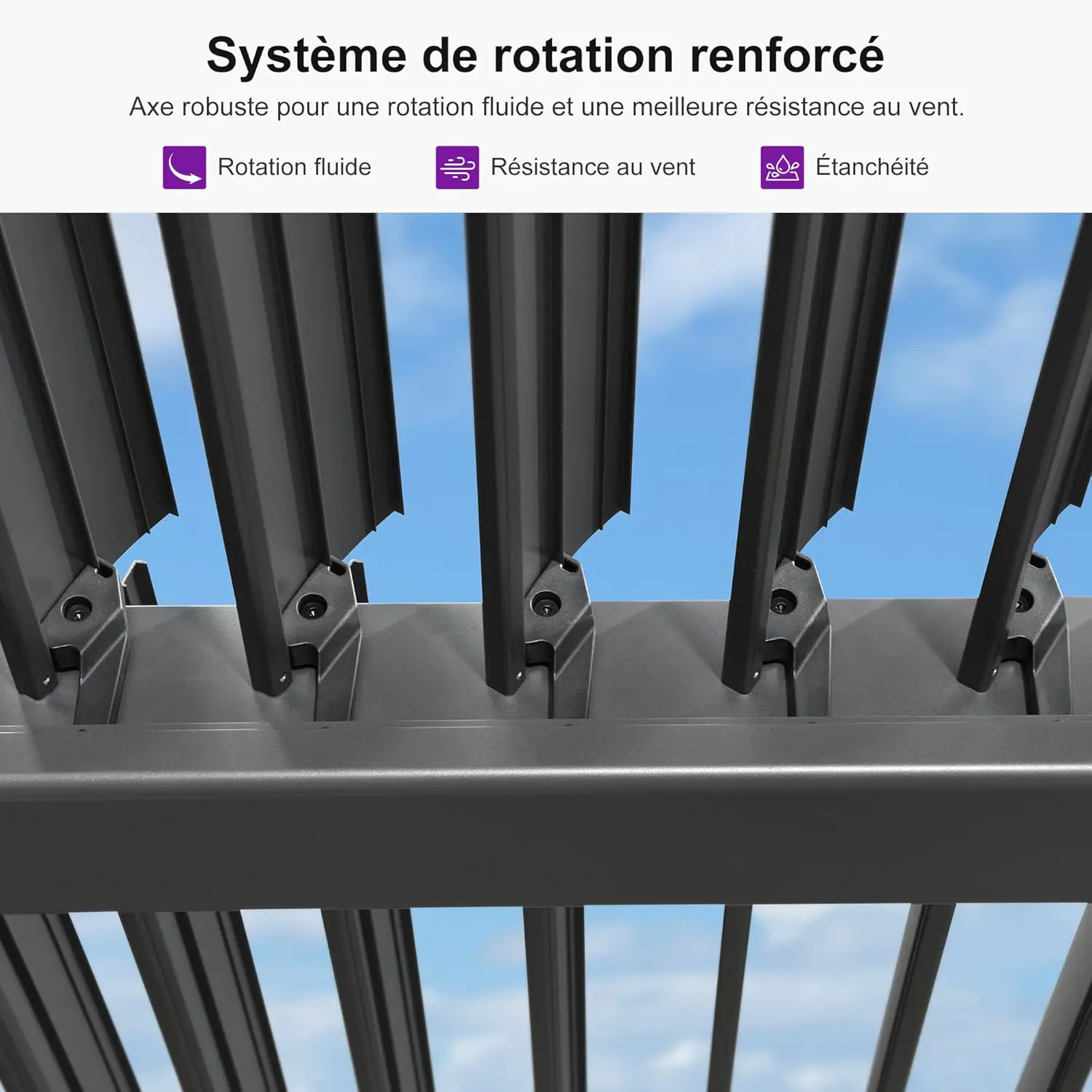 Pergola en aluminium gris 2,5x3 m adossée vue 5