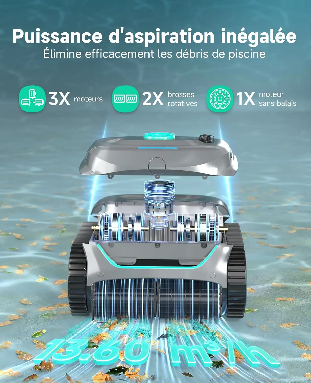 Robot piscine sable vue 2