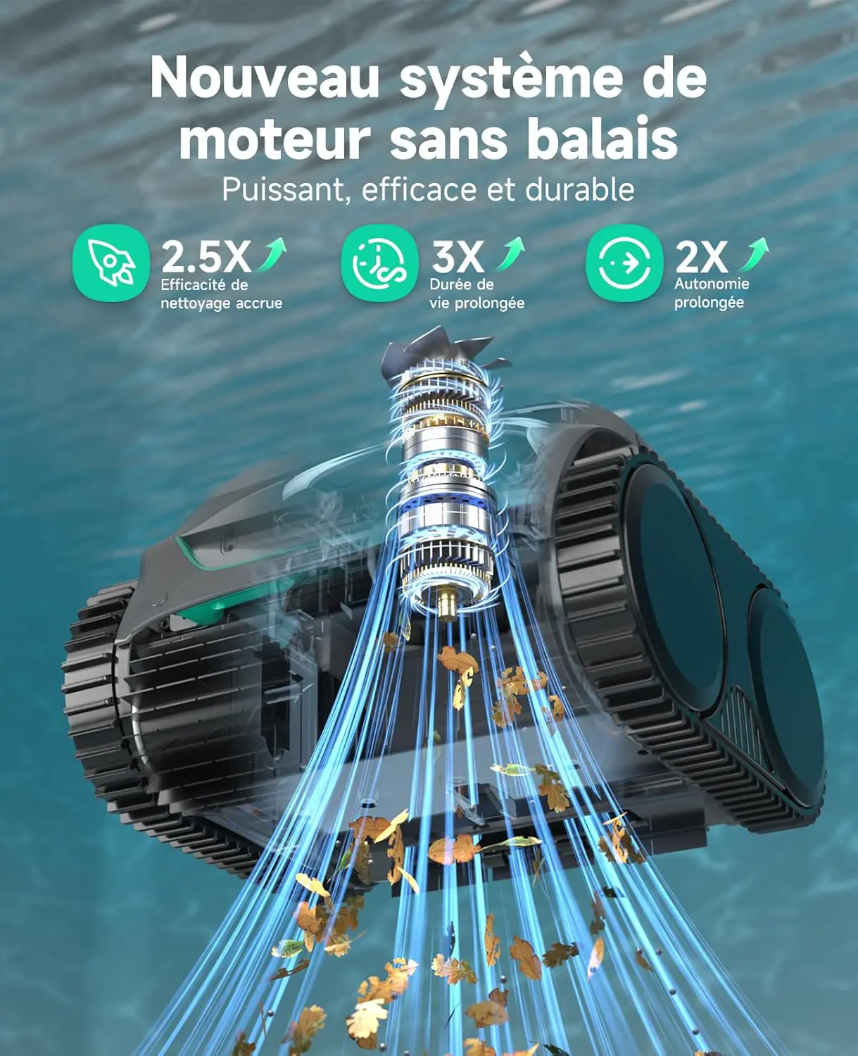Robot piscine sable vue 4