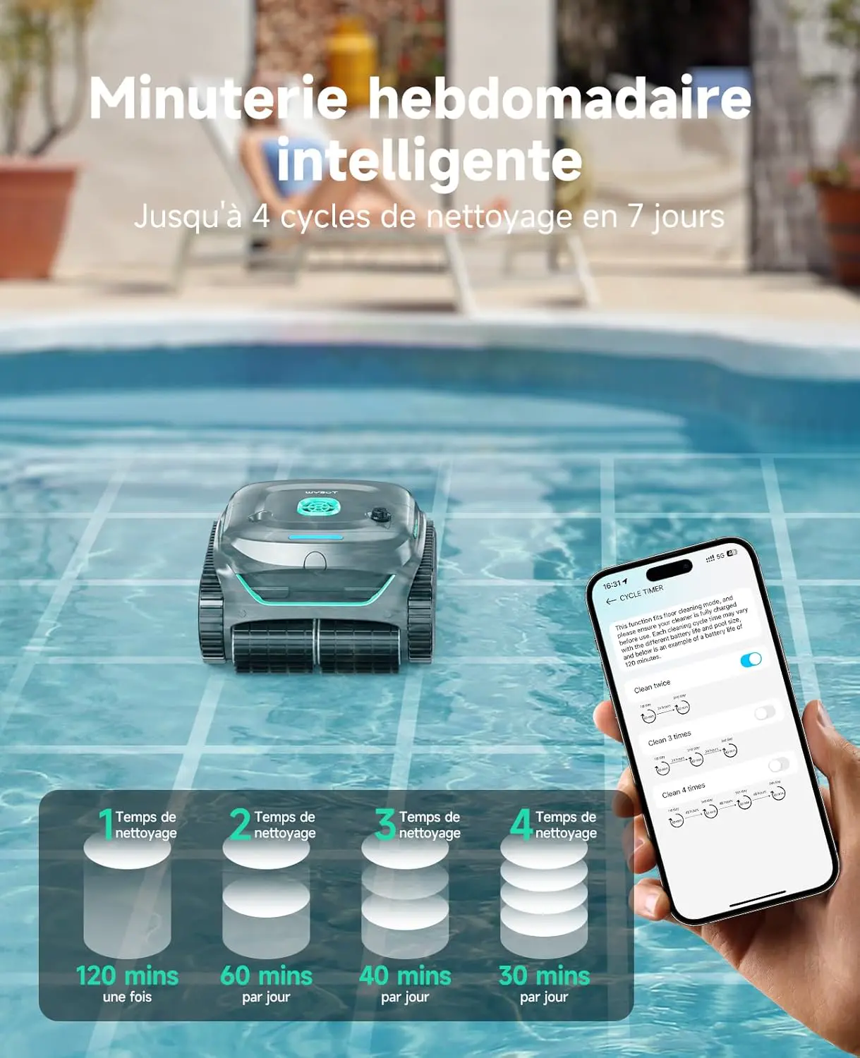 Robot piscine sable vue 8