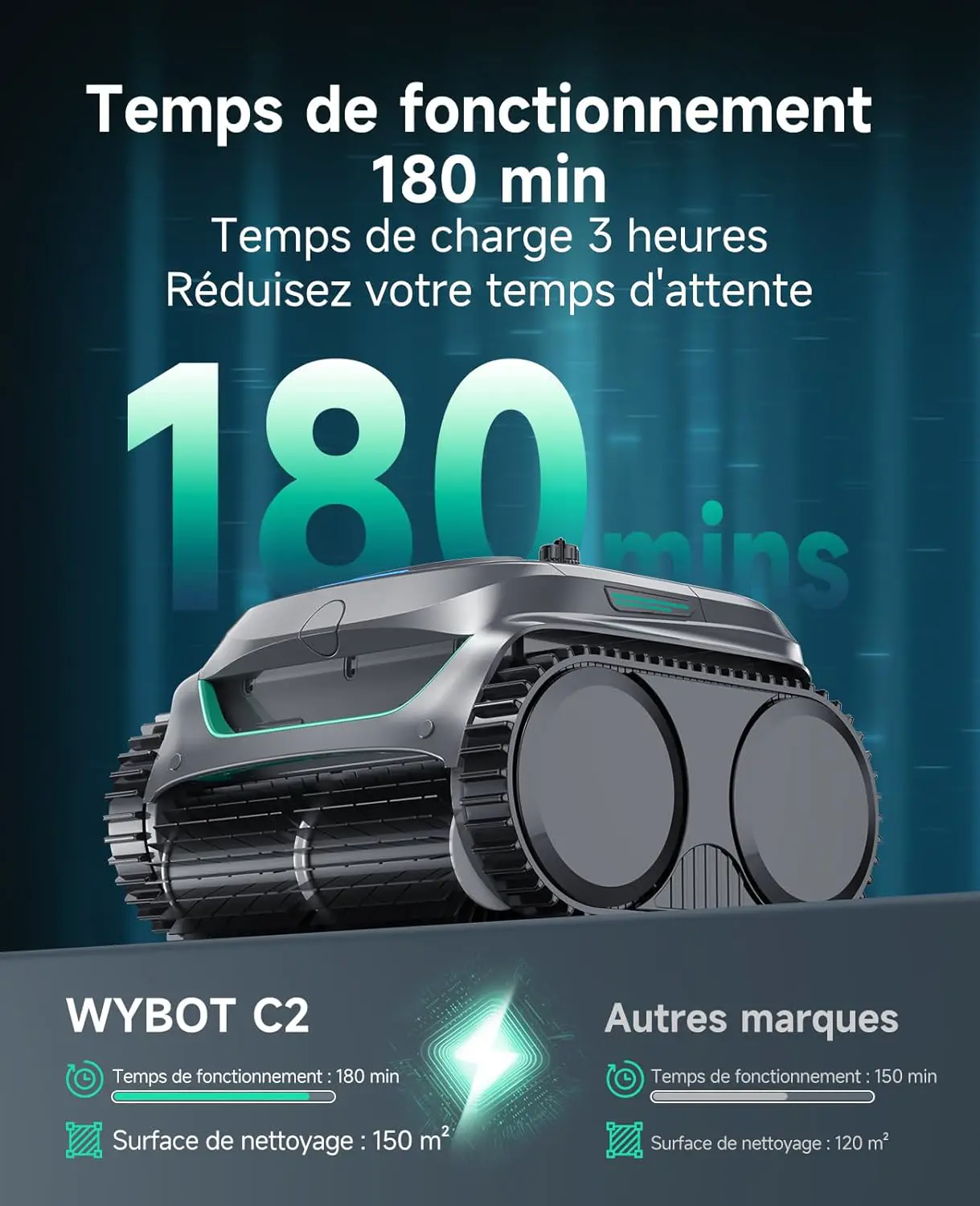Robot piscine sable vue 10