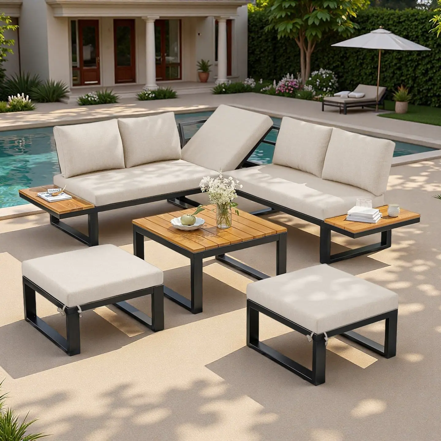 Sapgaks Ensemble de Salon de Jardin extérieur pour 7 Personnes avec
