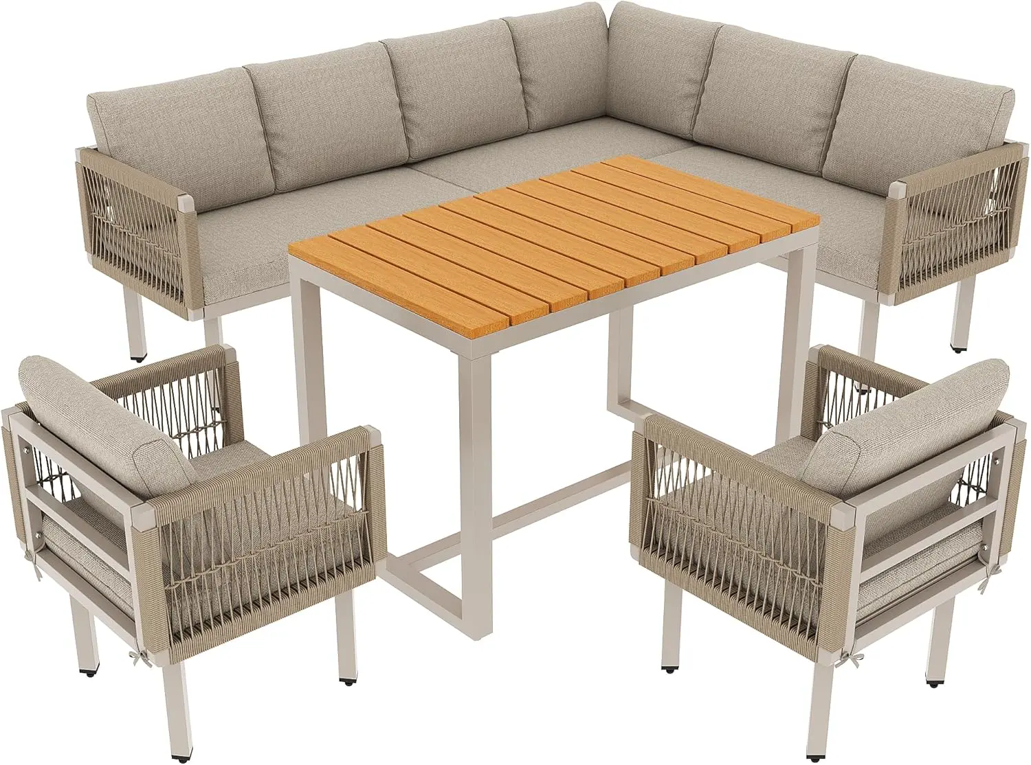 Salon de jardin 8 places beige vue 8