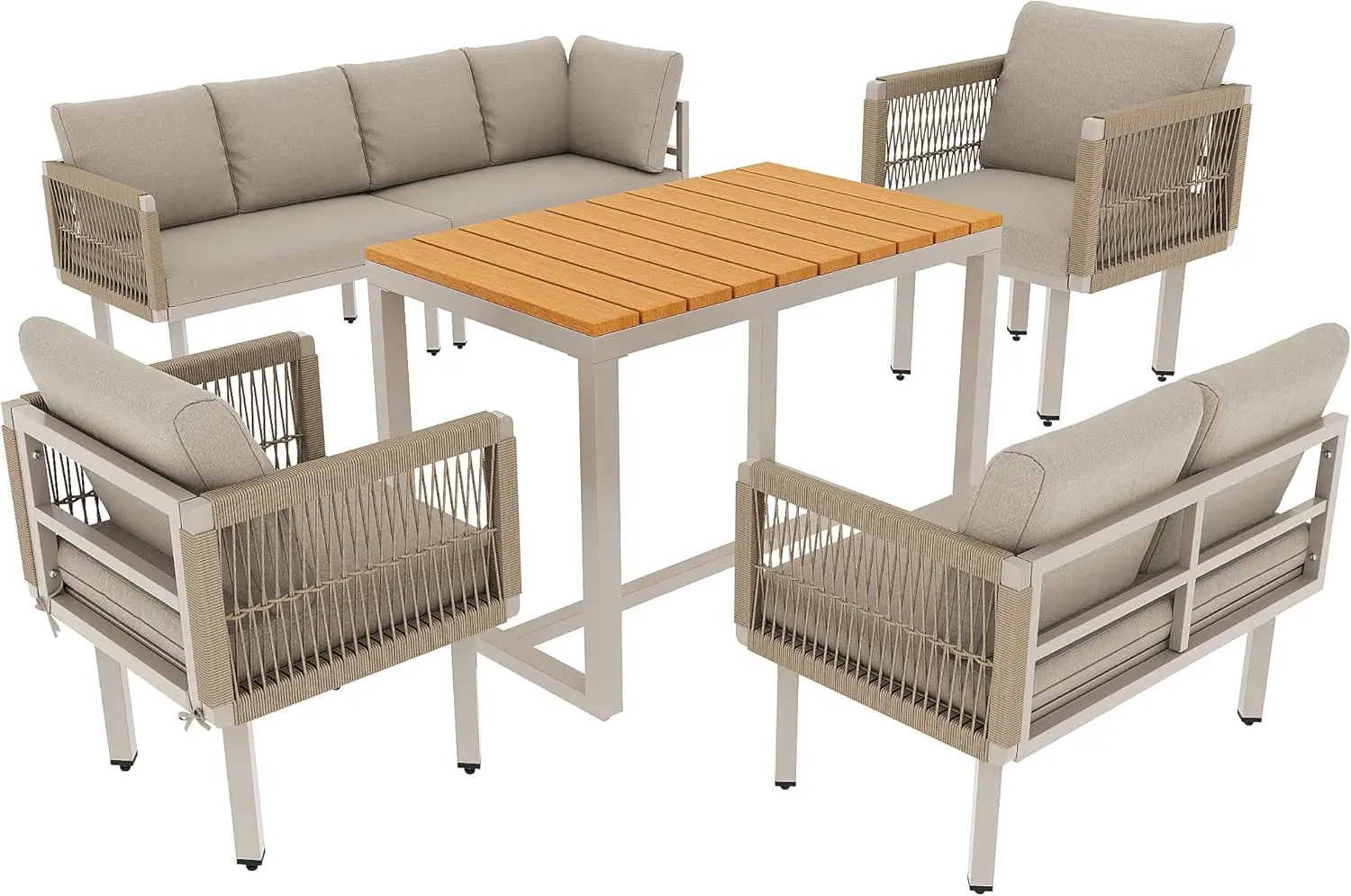 Salon de jardin 8 places en bois gris vue 9