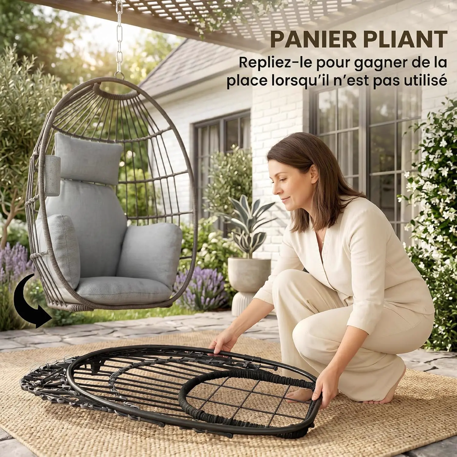 Fauteuils suspendus en métal gris vue 4