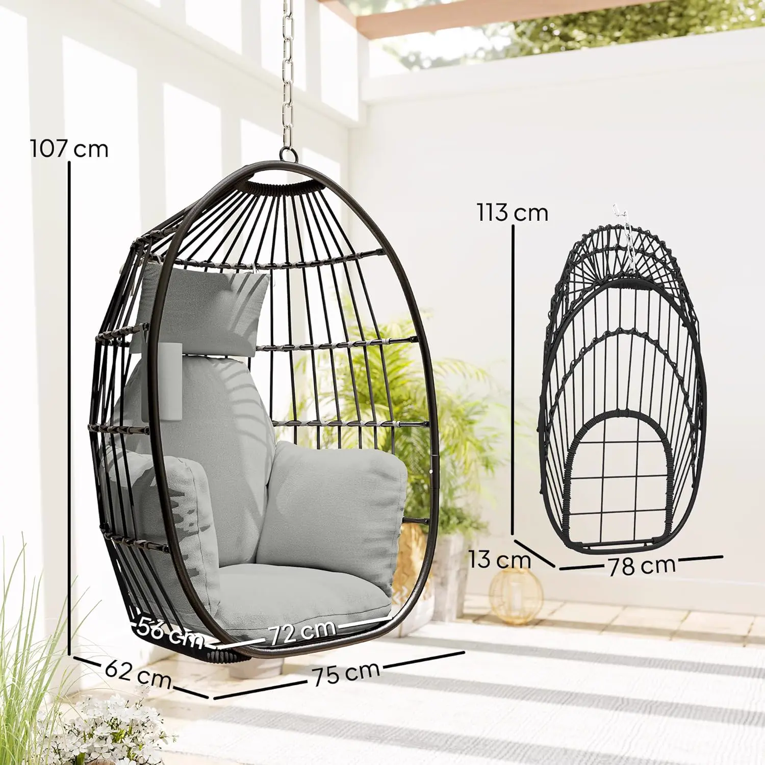 Fauteuils suspendus en métal gris vue 7