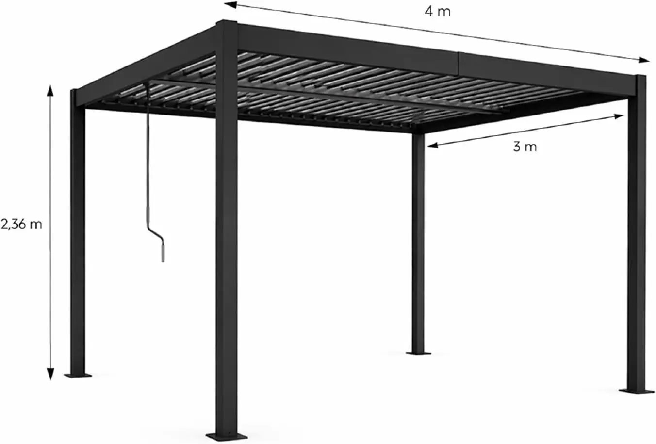 Pergola en aluminium noir 3x2,36 m vue 8