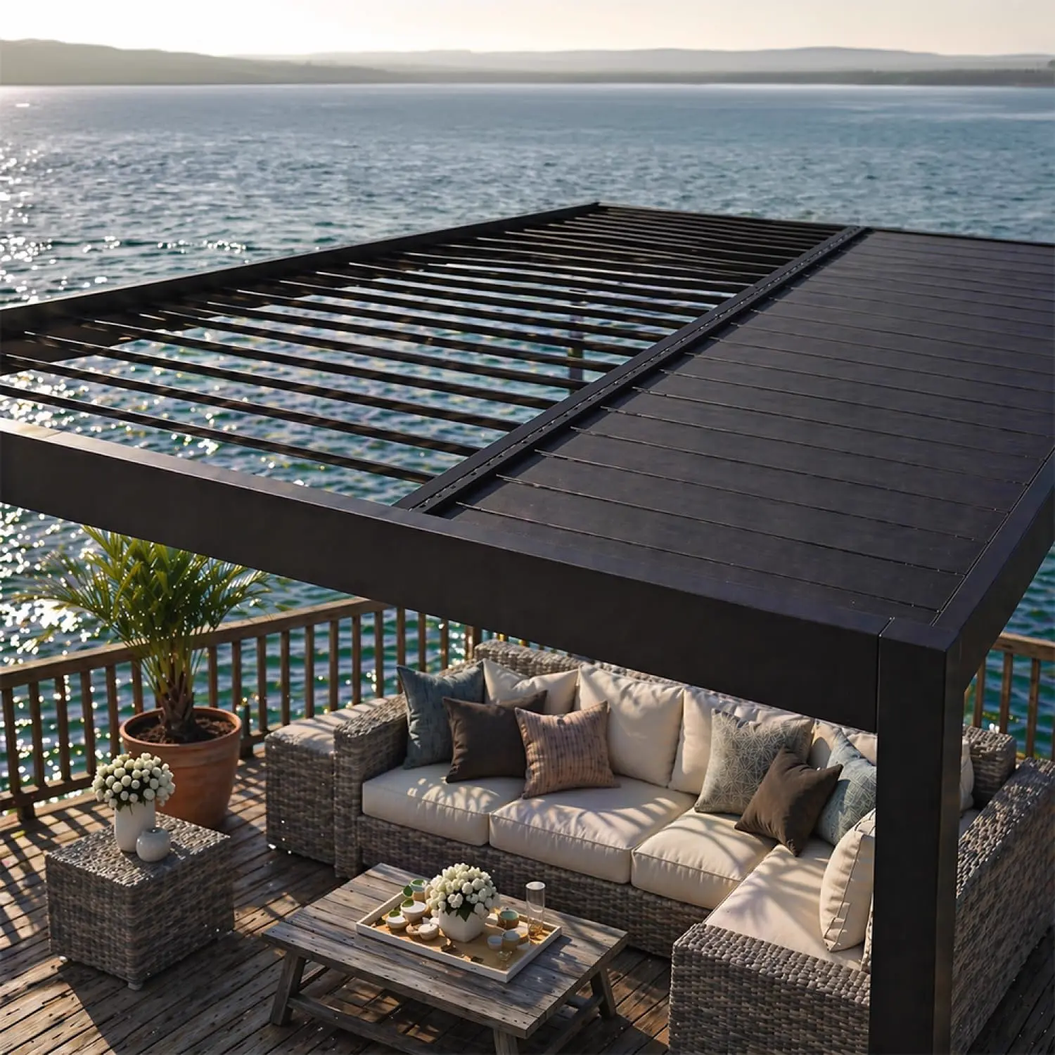 Pergola en aluminium noir 3x2,36 m vue 4
