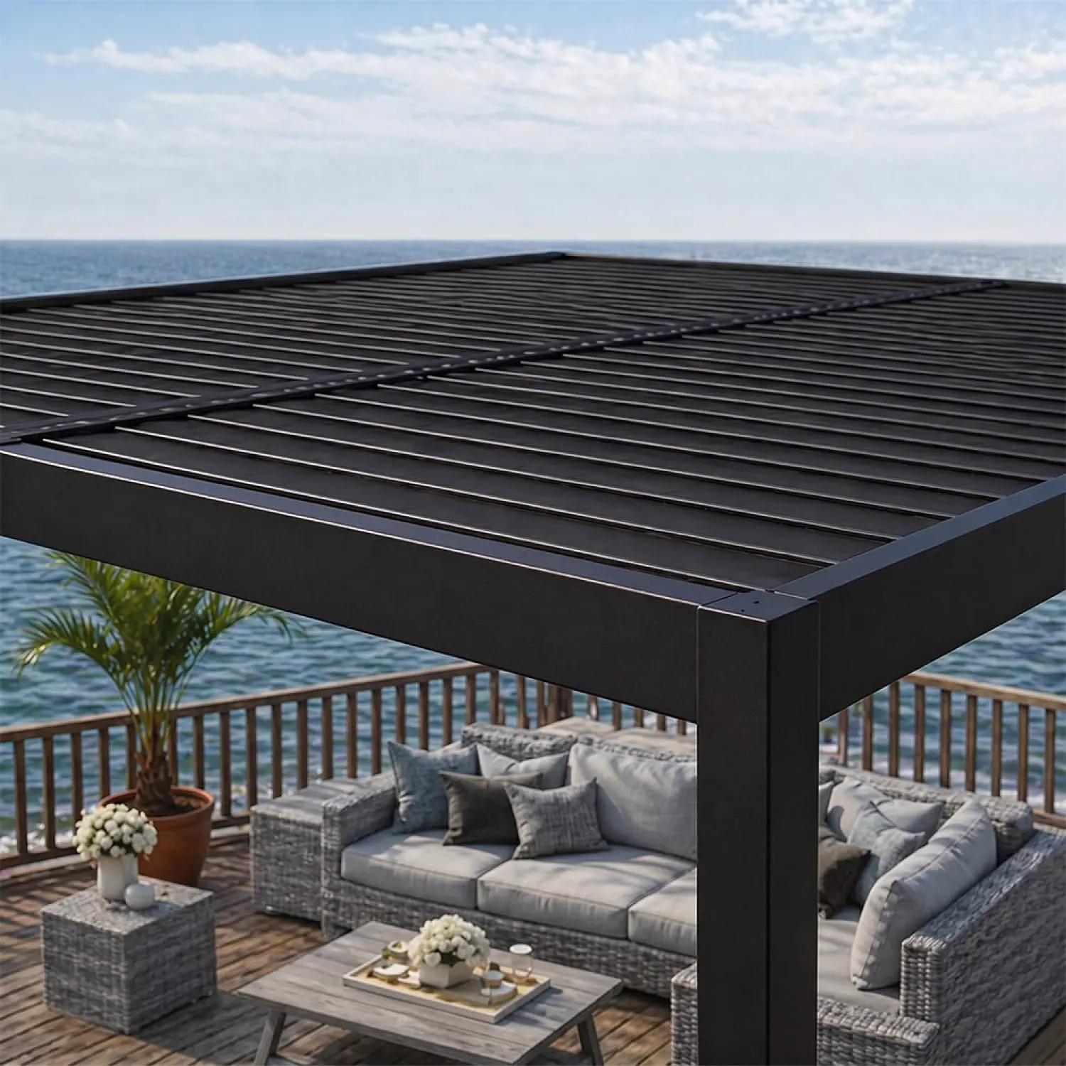 Pergola en aluminium noir 3x2,36 m vue 5