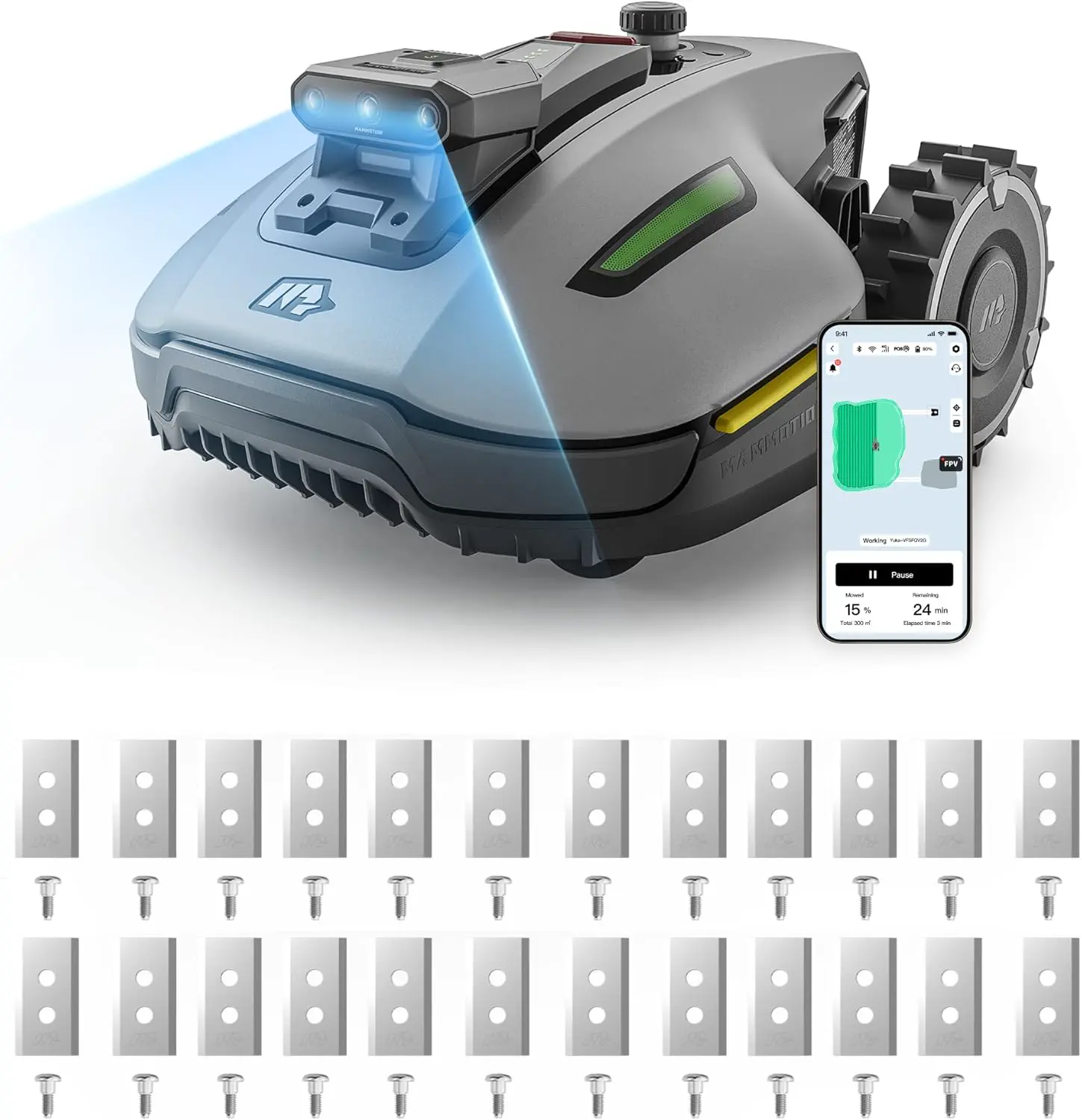 MAMMOTION YUKA Mini 2 500 Robot Tondeuse avec Lames combinées