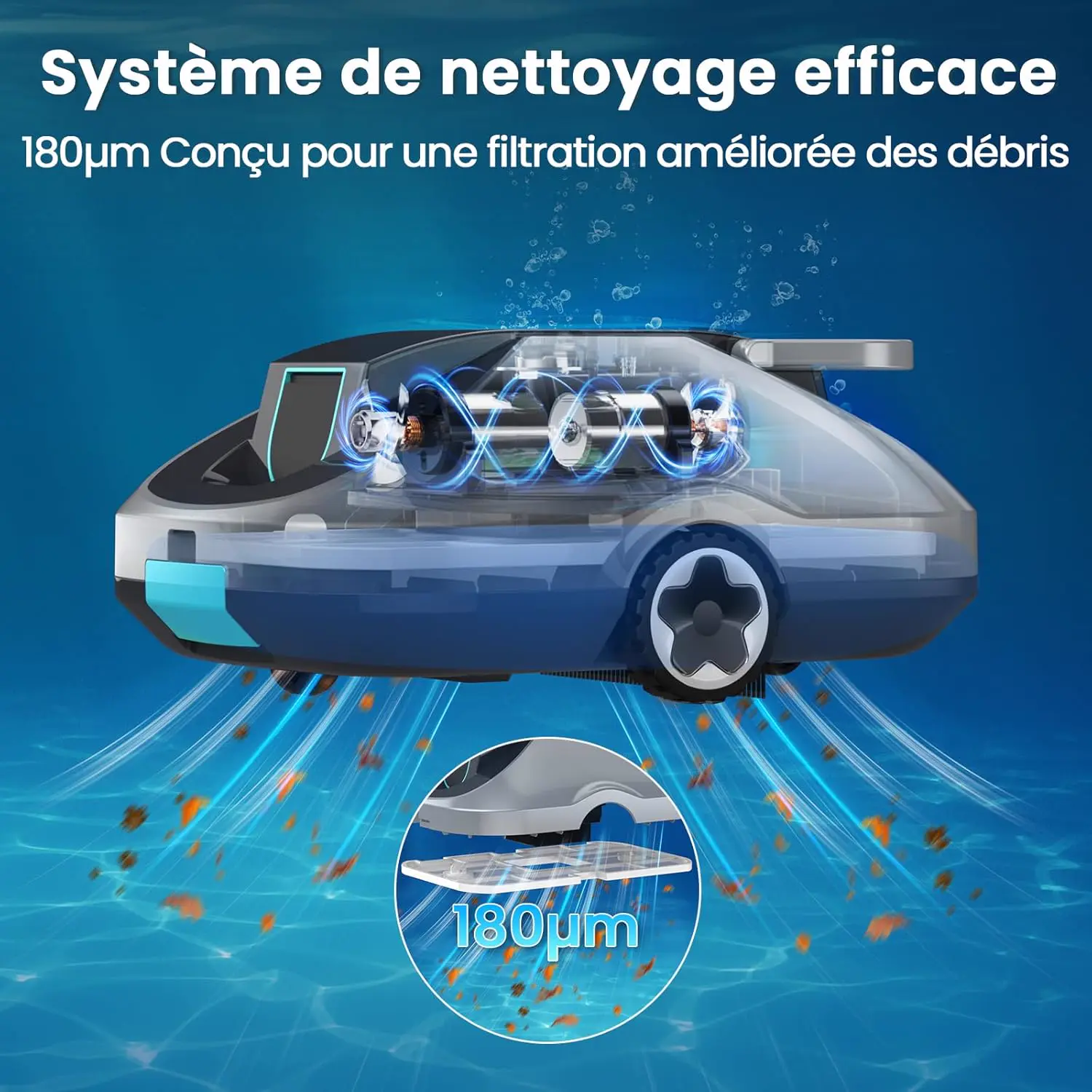 Robot piscine sable vue 4