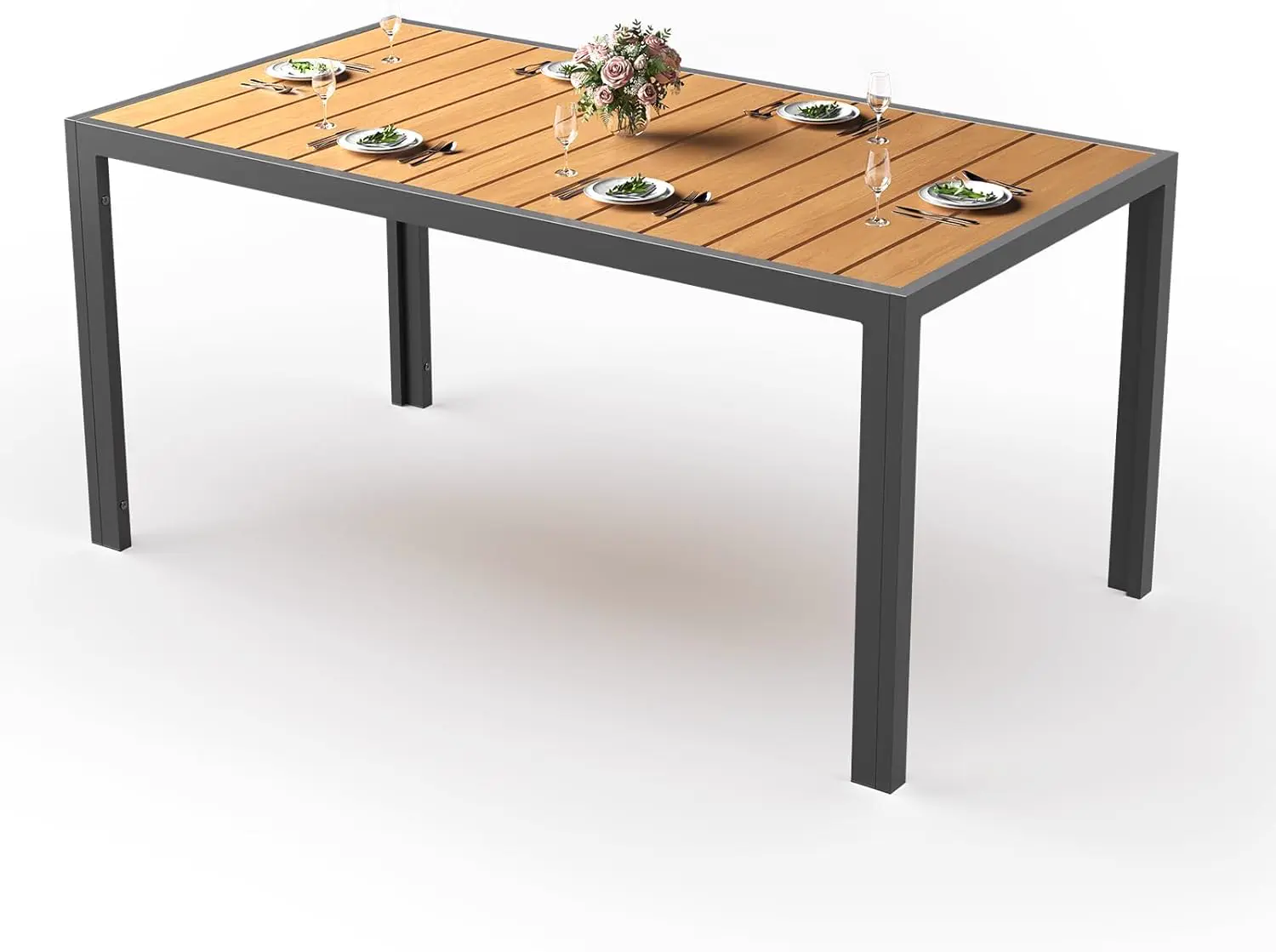 JUMMICO Table de Jardin Extérieur 150x80cm pour 4-6 Personnes