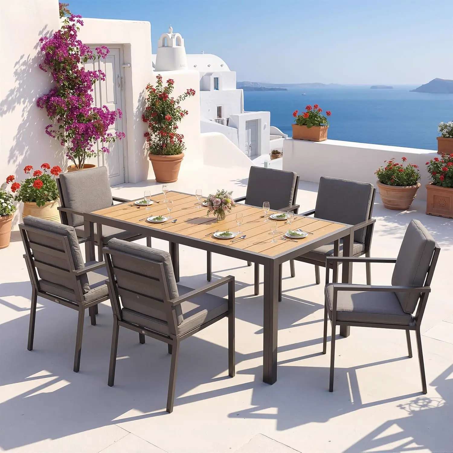 Table de jardin 6 places en aluminium vue 2