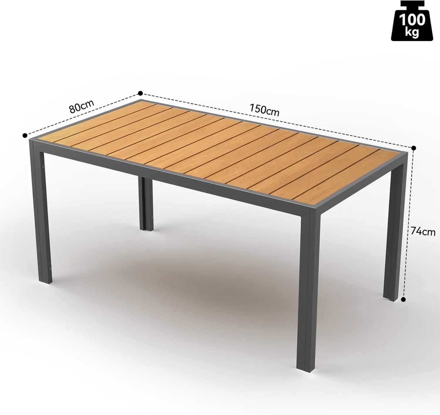 Table de jardin 6 places en aluminium vue 3