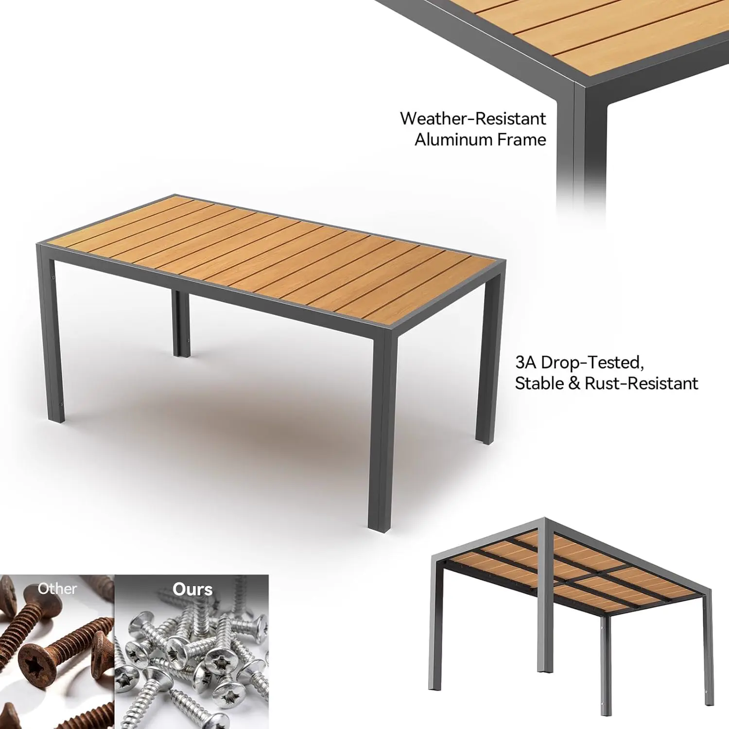 Table de jardin 6 places en aluminium vue 4