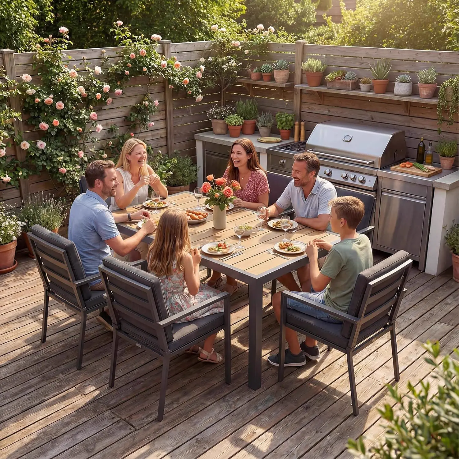 Table de jardin 6 places en aluminium vue 7