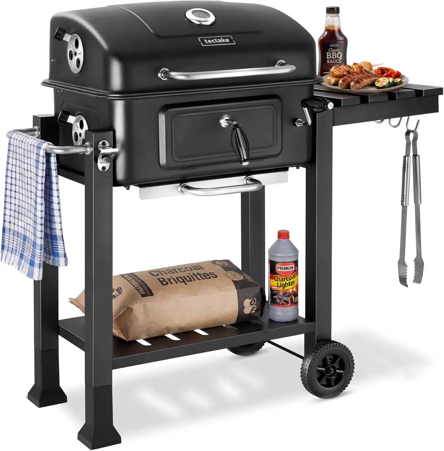 tectake® Barbecue au Charbon de bois 110x64x104 cm
