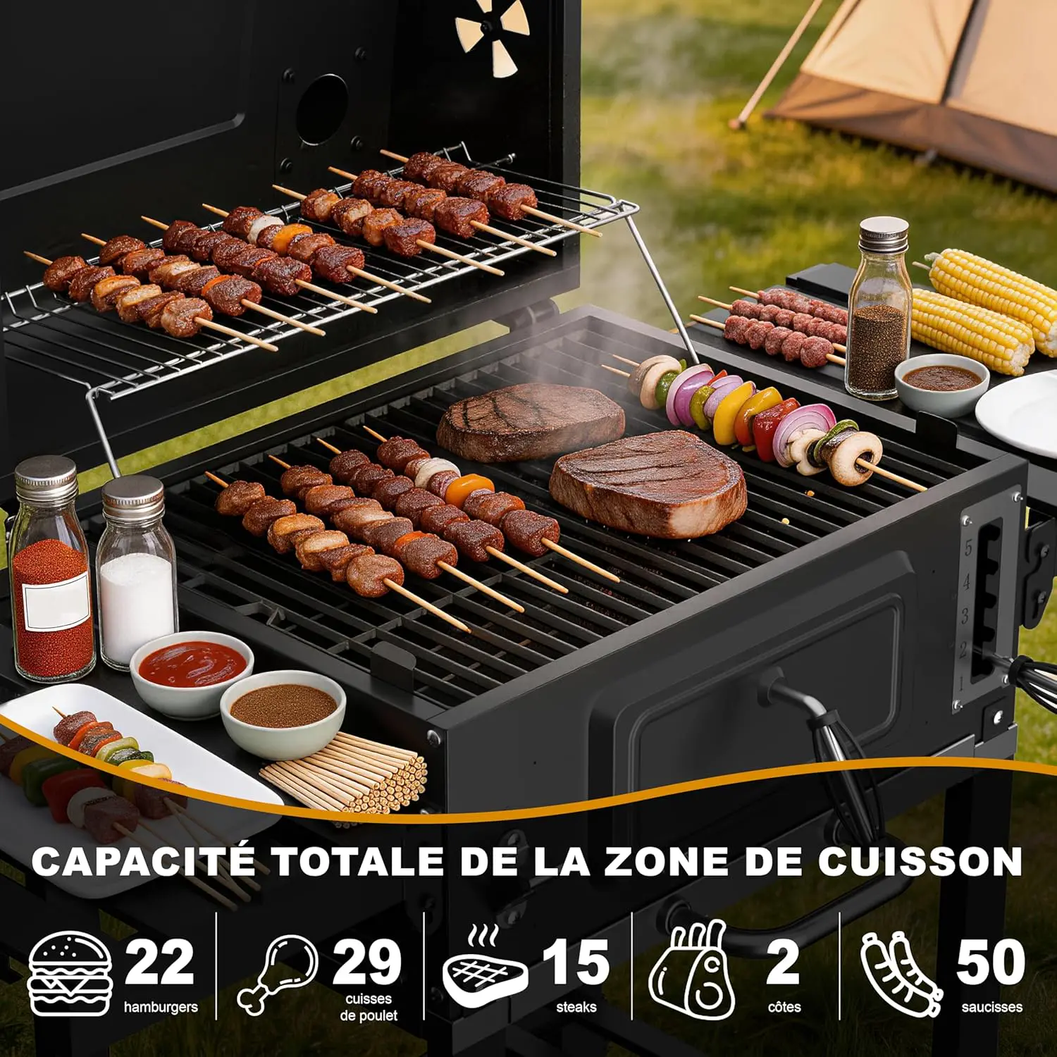 Barbecue à charbon en bois vue 2