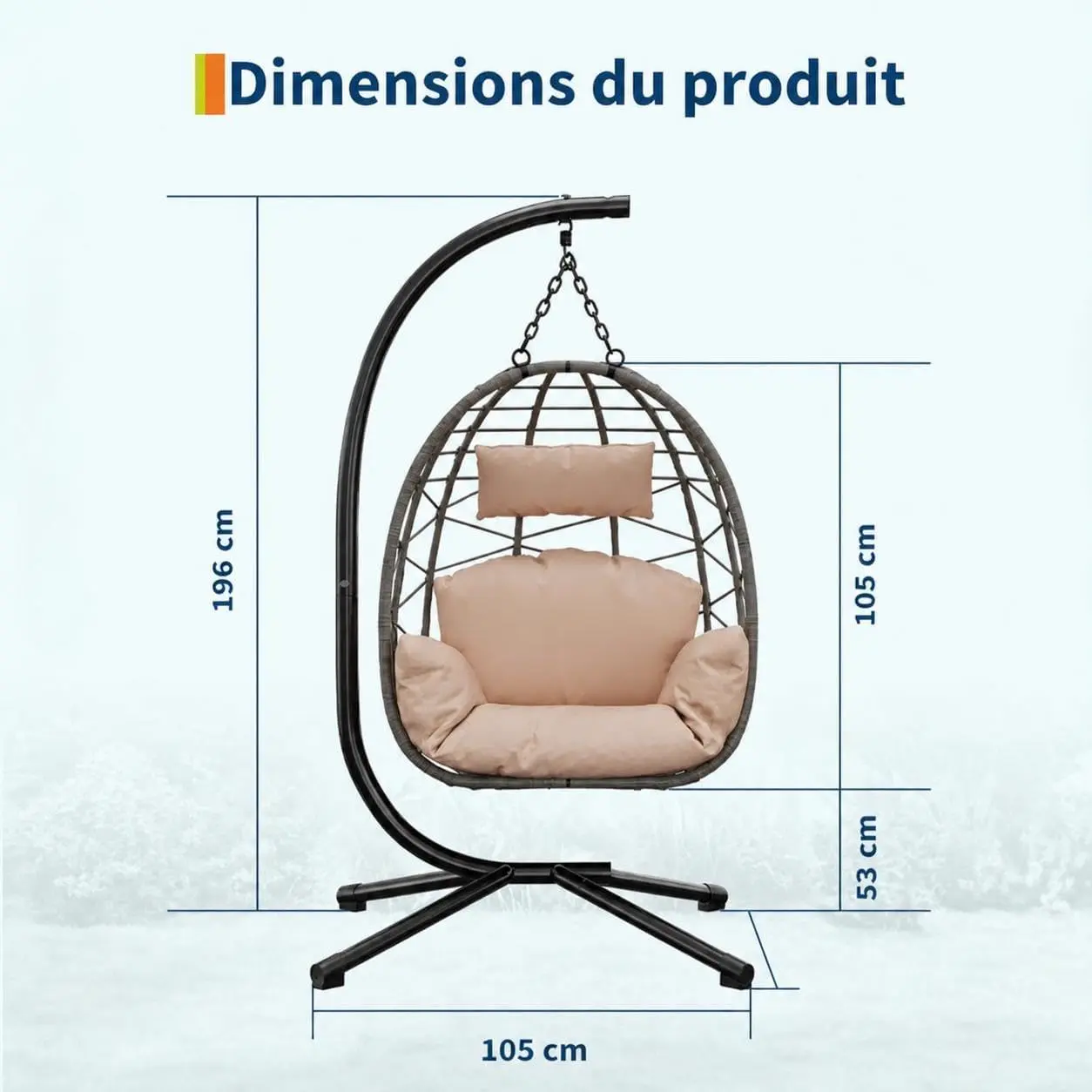 Fauteuils suspendus en rotin beige vue 7