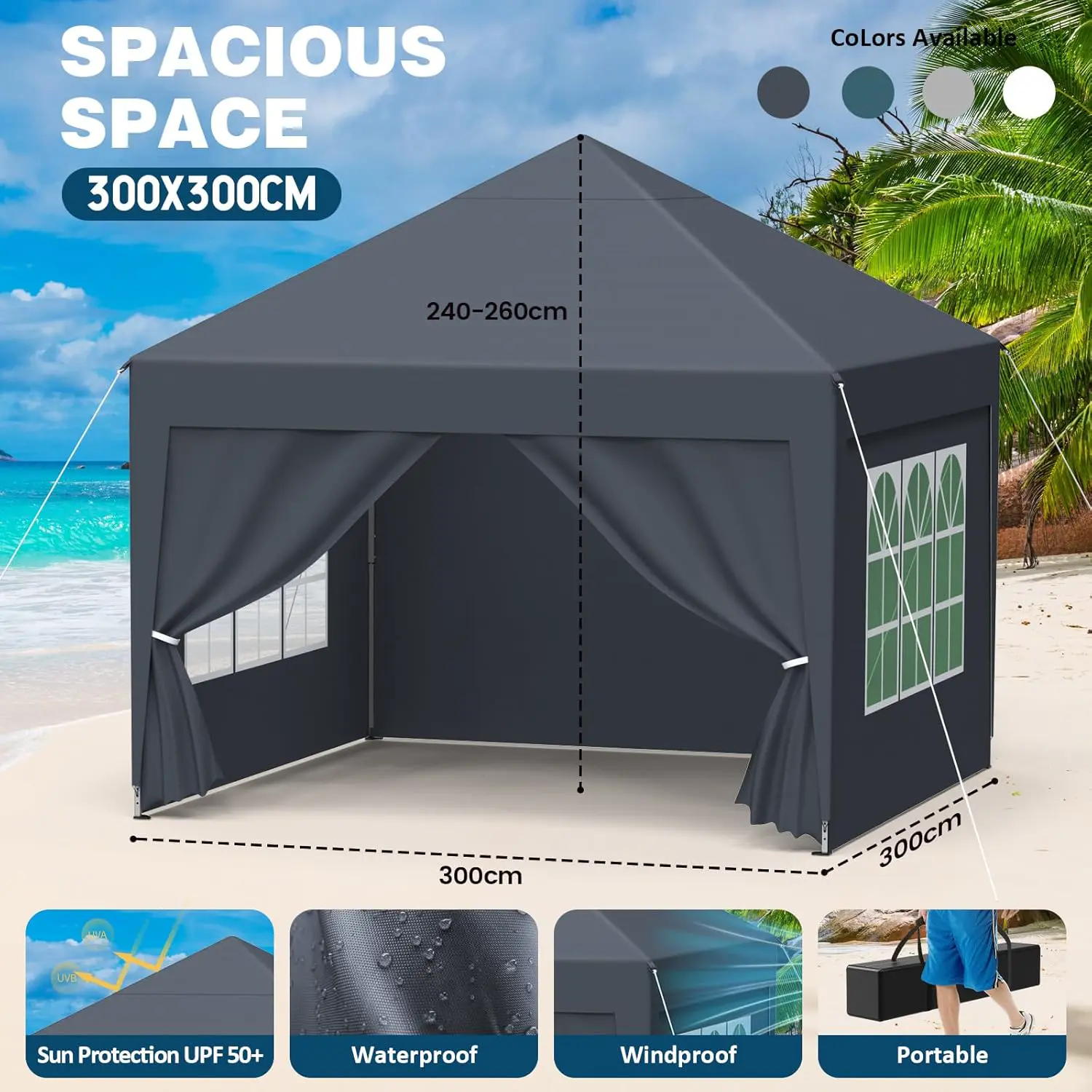 Tonnelle en métal anthracite 3x3 m vue 2