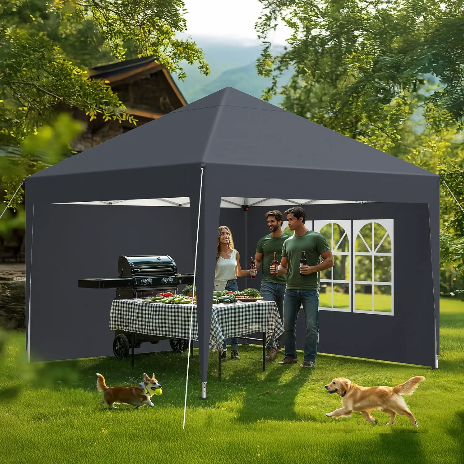 Tonnelle en métal anthracite 3x3 m vue 4