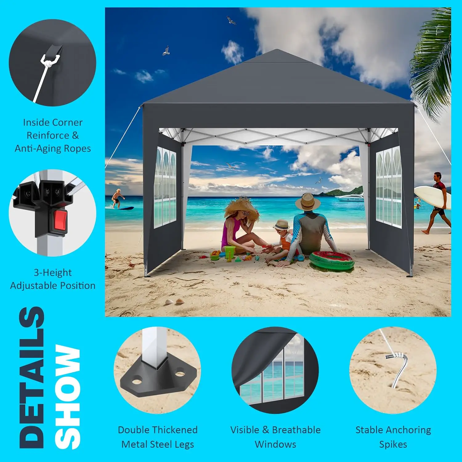 Tonnelle en métal anthracite 3x3 m vue 9