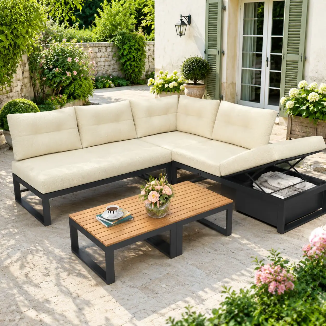 Sapgaks Ensemble de Salon de Jardin Exterieur 5 Personnes,canapé