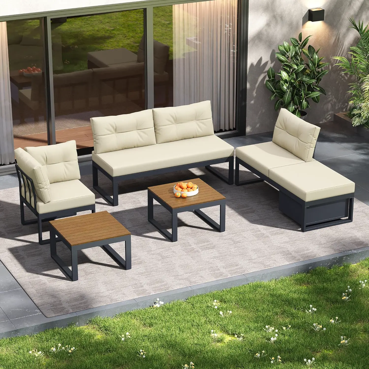 Salon de jardin 5 places beige vue 5