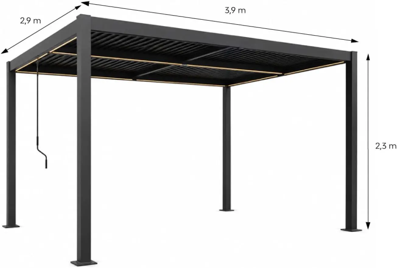 Pergola en aluminium noir 4x3 m vue 8