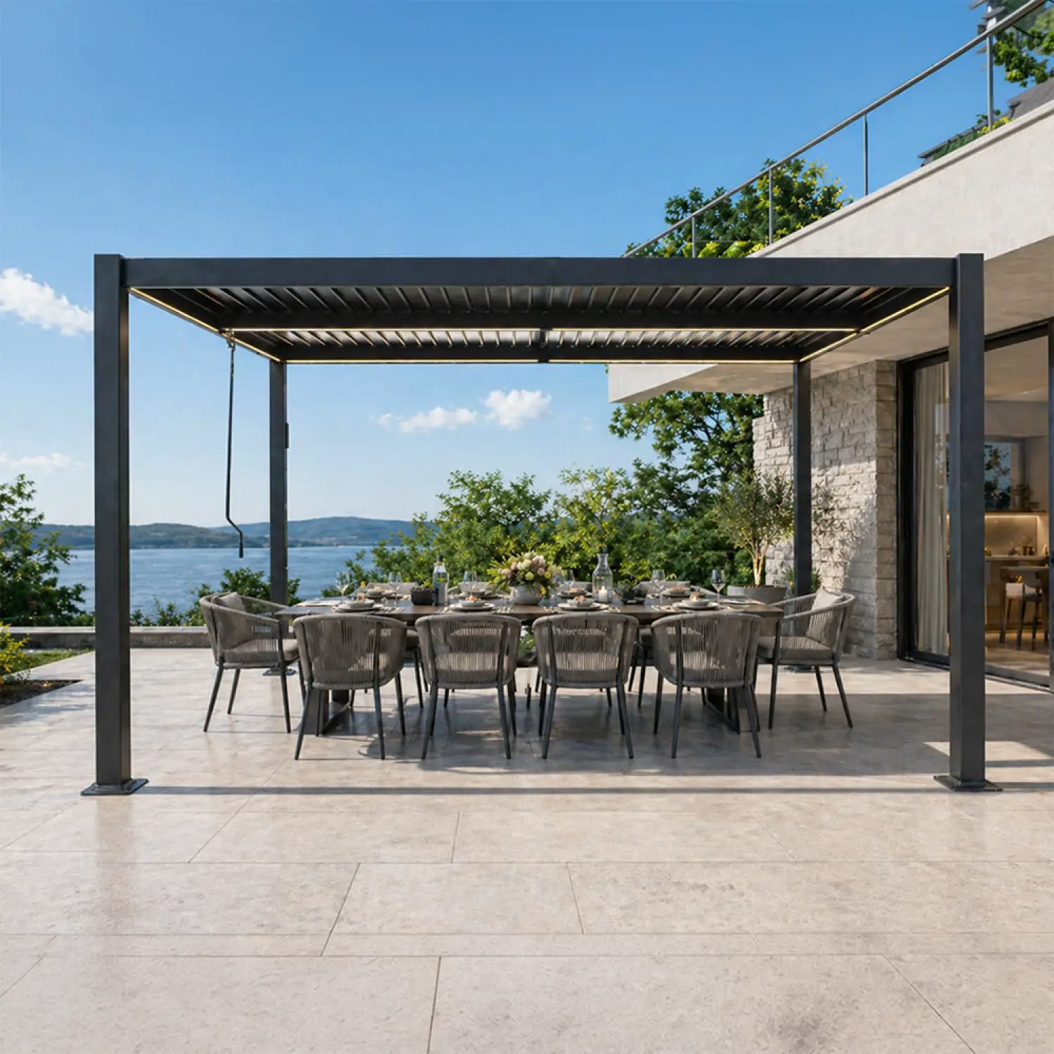 Pergola en aluminium noir 4x3 m vue 2