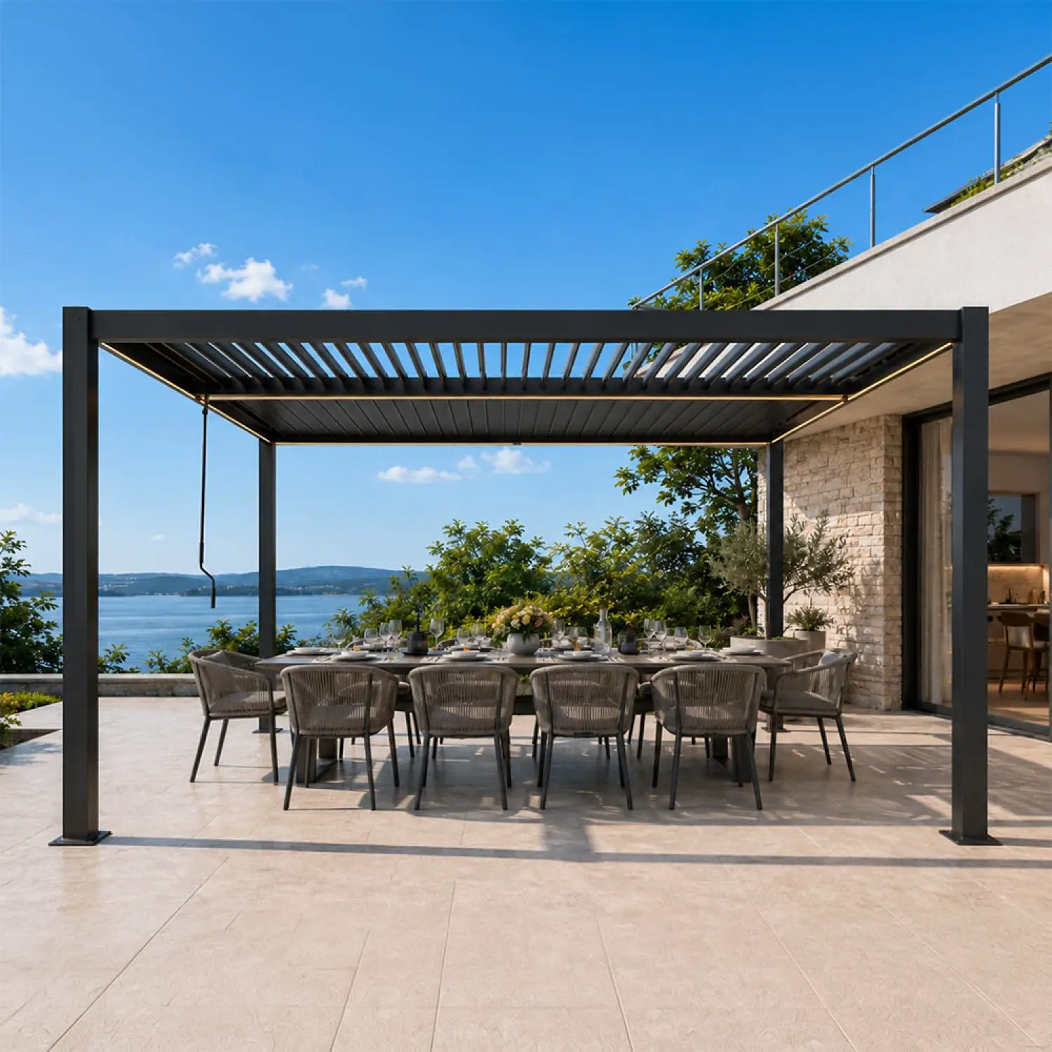 Pergola en aluminium noir 4x3 m vue 4