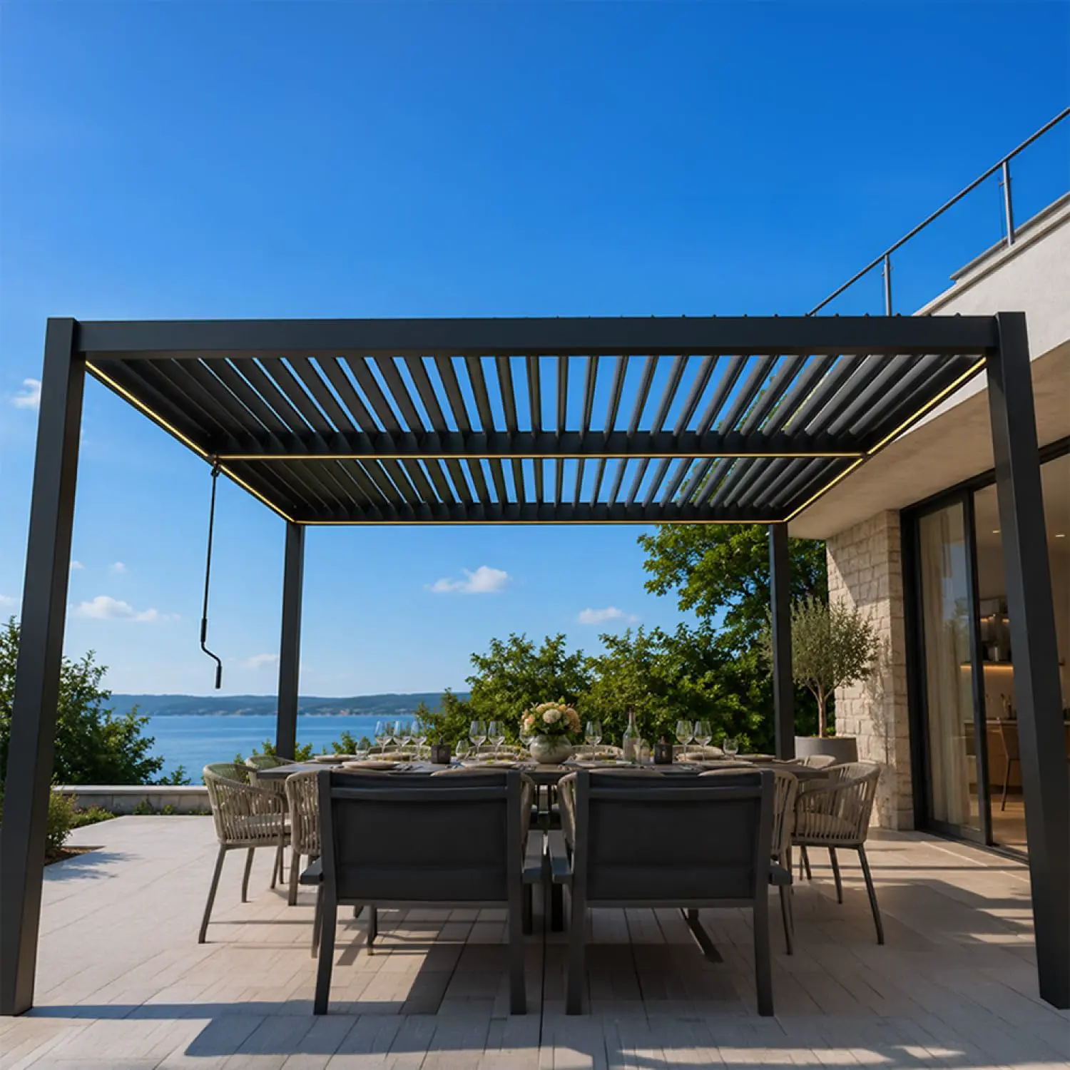 Pergola en aluminium noir 4x3 m vue 5