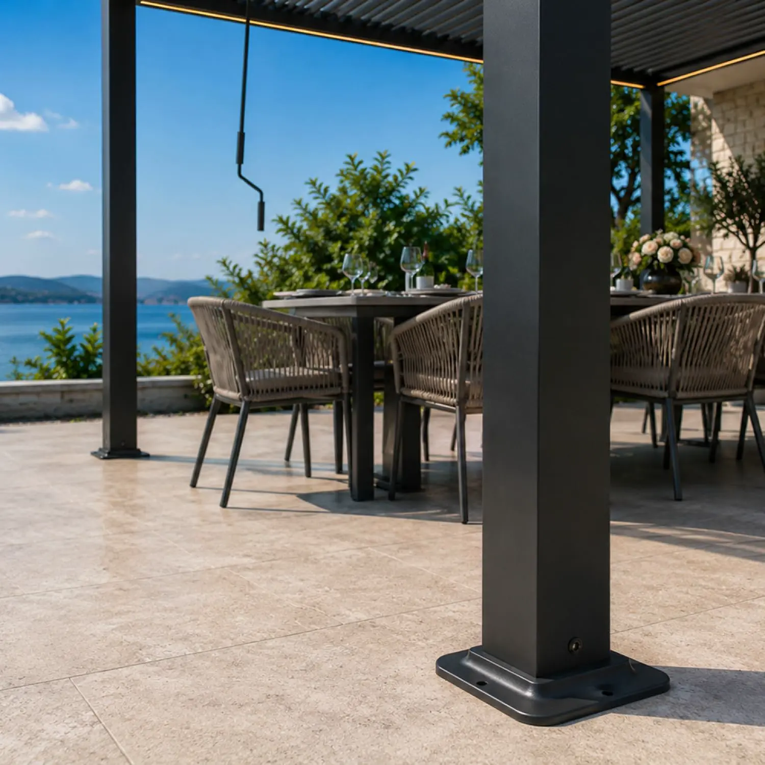 Pergola en aluminium noir 4x3 m vue 6