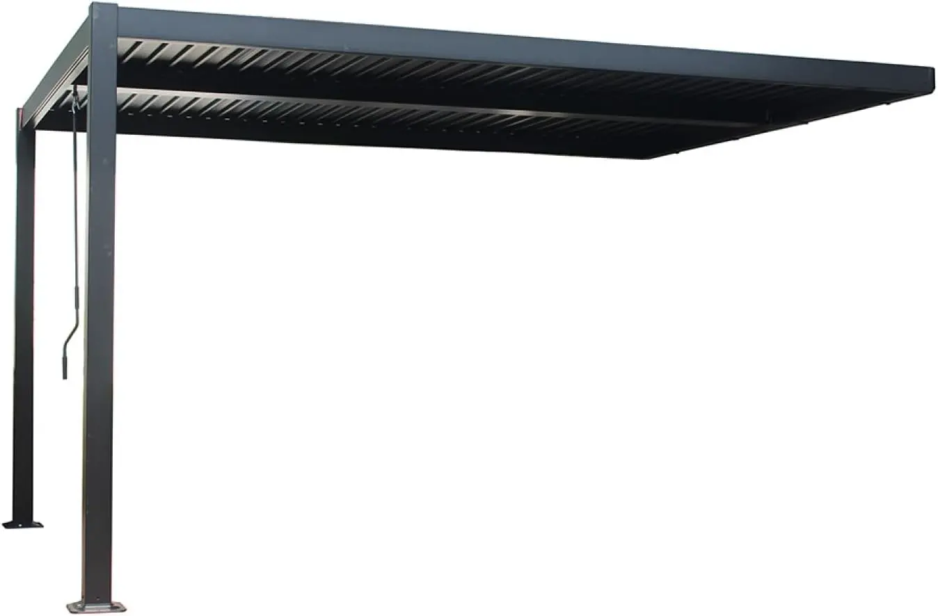 Pergola en aluminium noir 4x3 m adossée vue 5