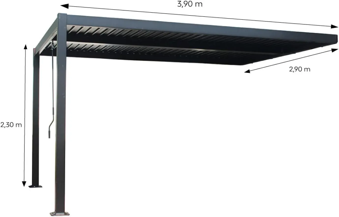 Pergola en aluminium noir 4x3 m adossée vue 6