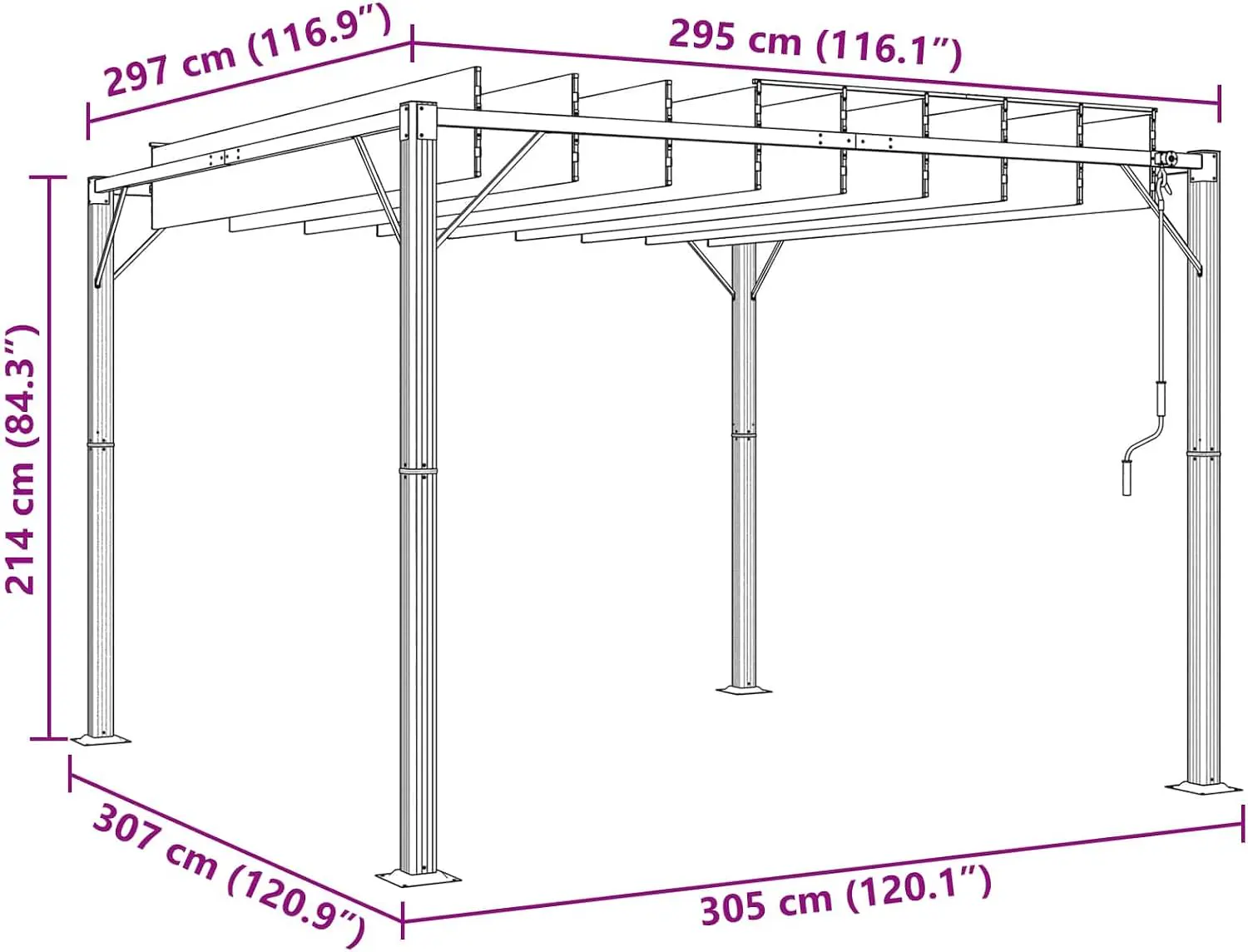 Pergola en aluminium 3x2,14 m vue 8